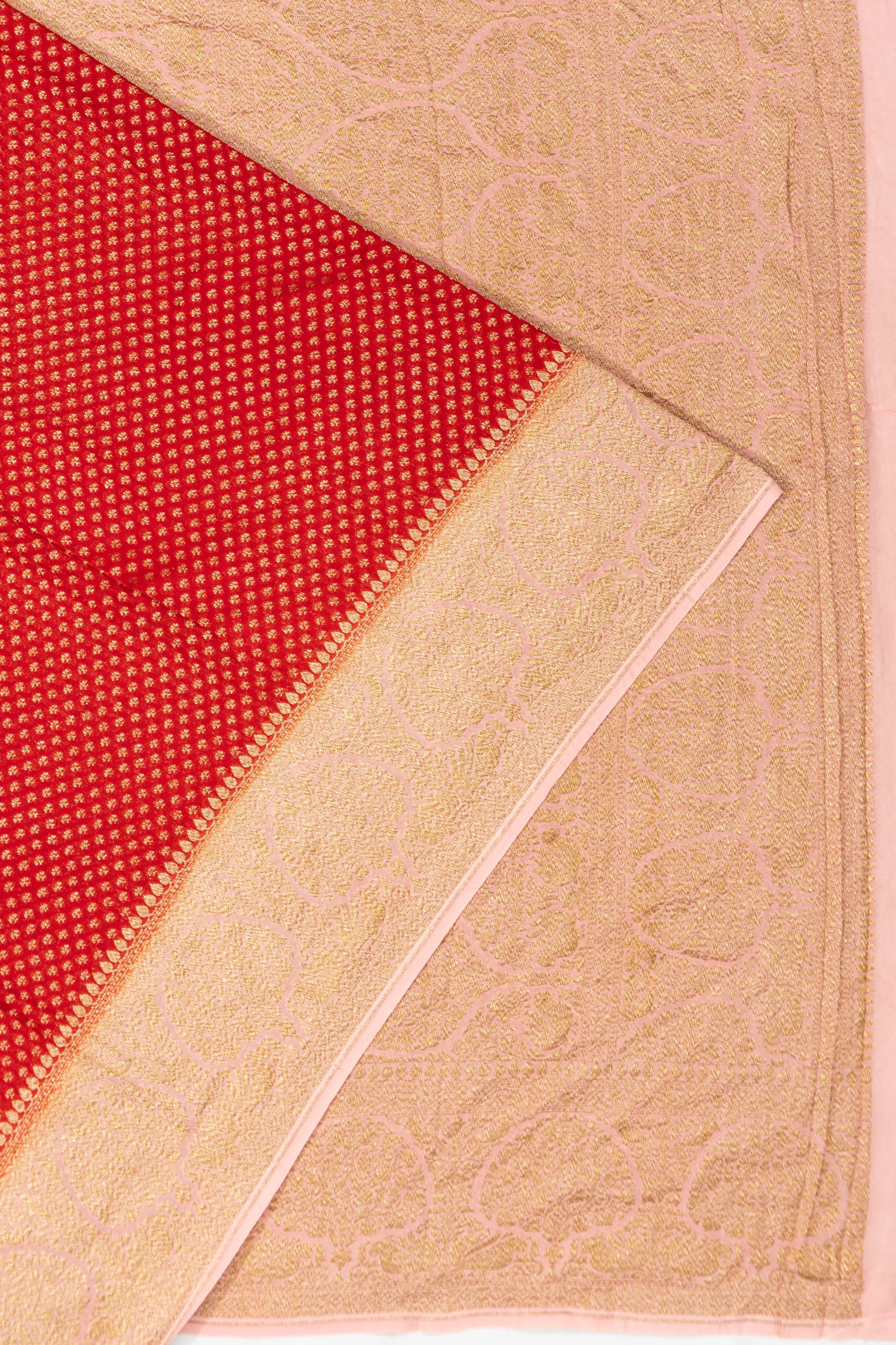 Banarasi Georgette Brocade Red Saree