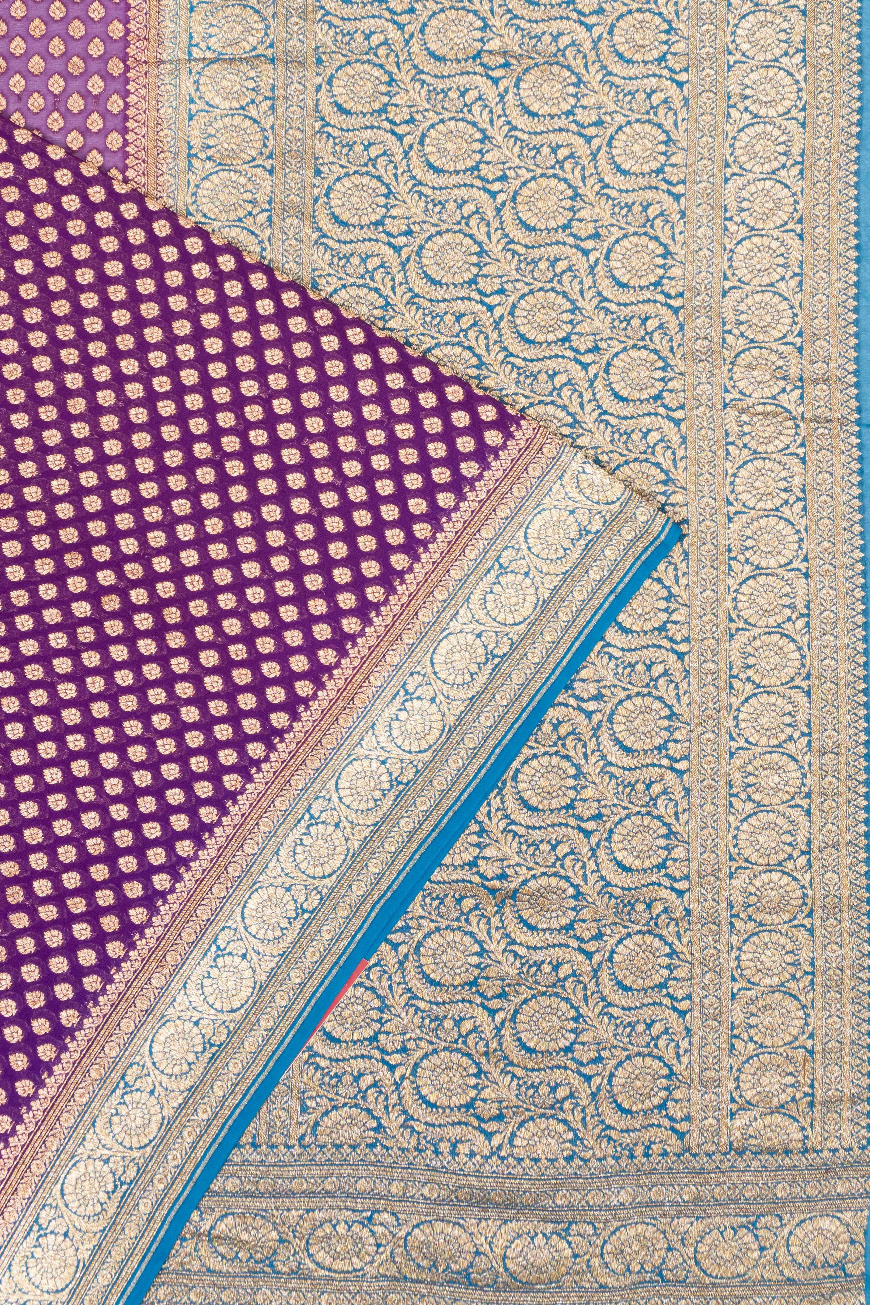 Banarasi Georgette Brocade Violet Saree