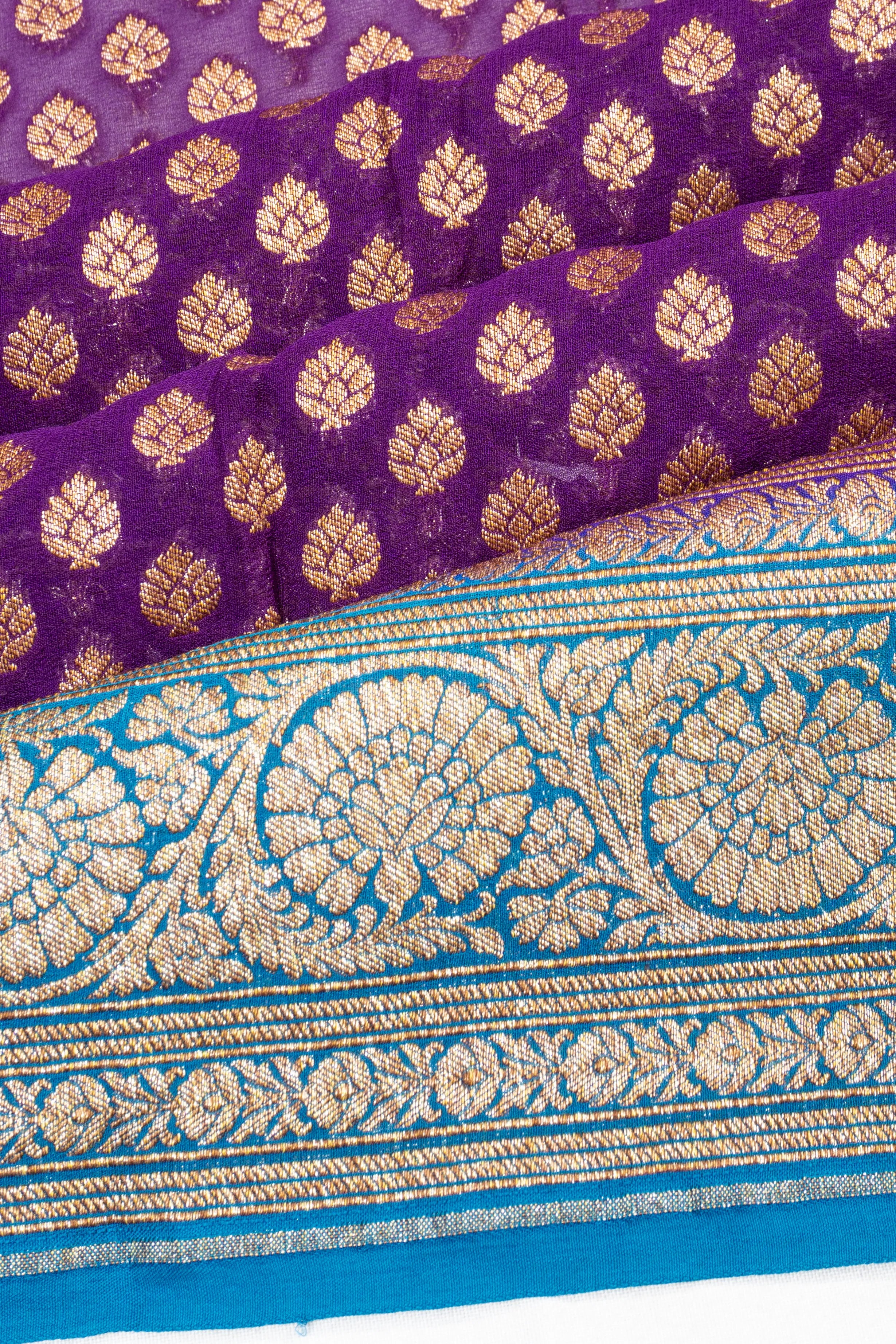 Banarasi Georgette Brocade Violet Saree
