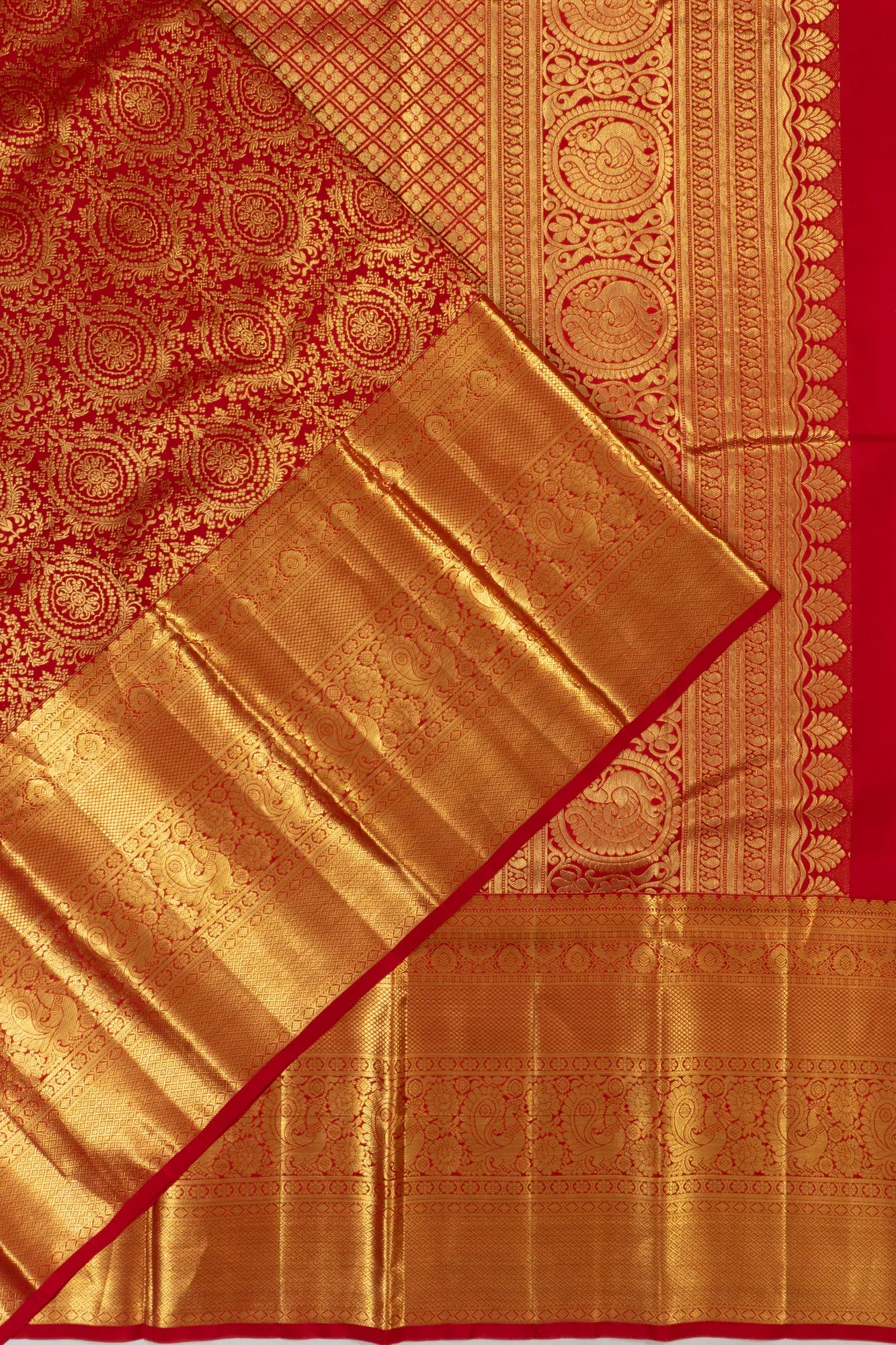 Taranga Kanchi Silk Brocade Red Saree