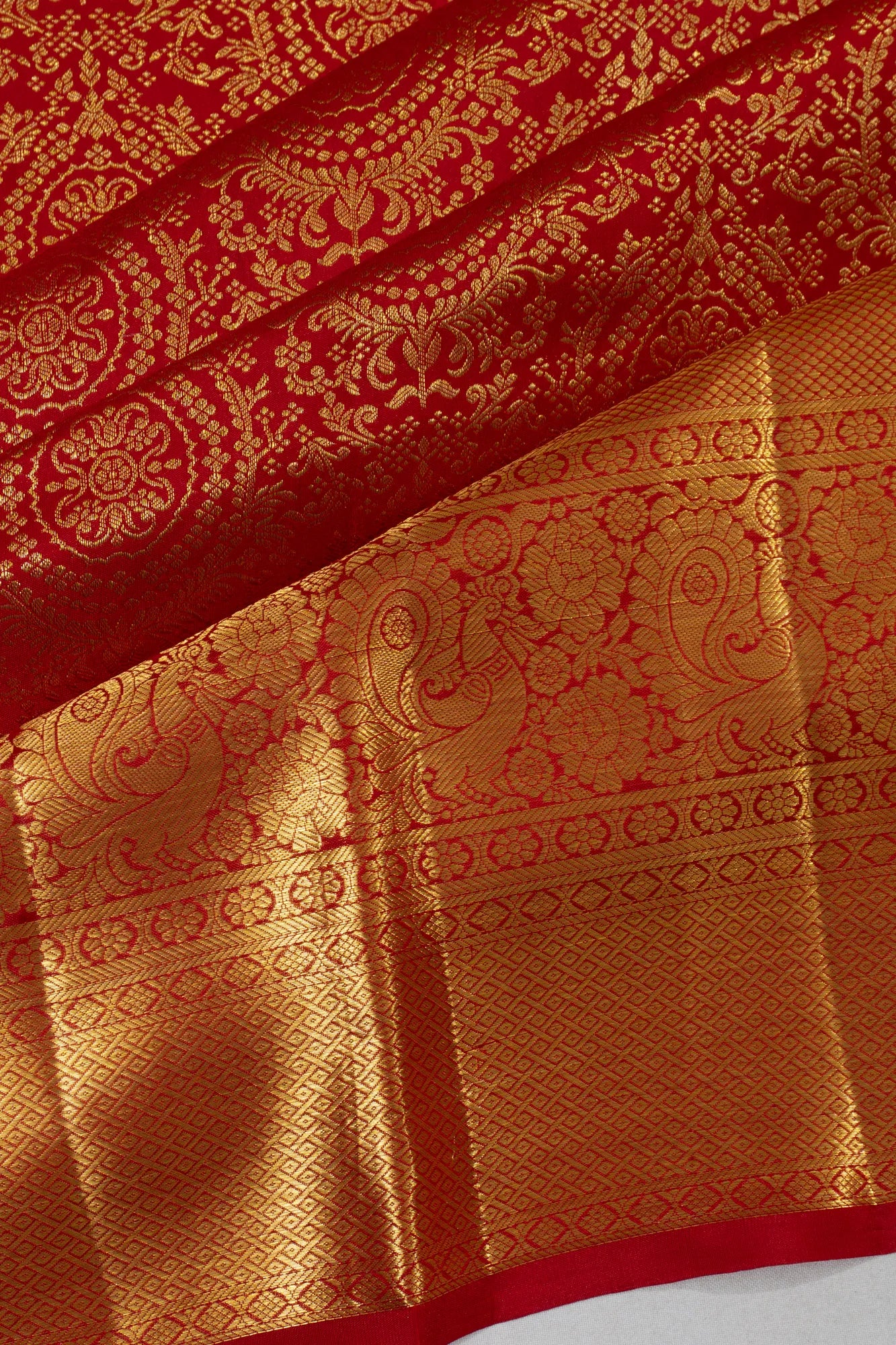 Taranga Kanchi Silk Brocade Red Saree