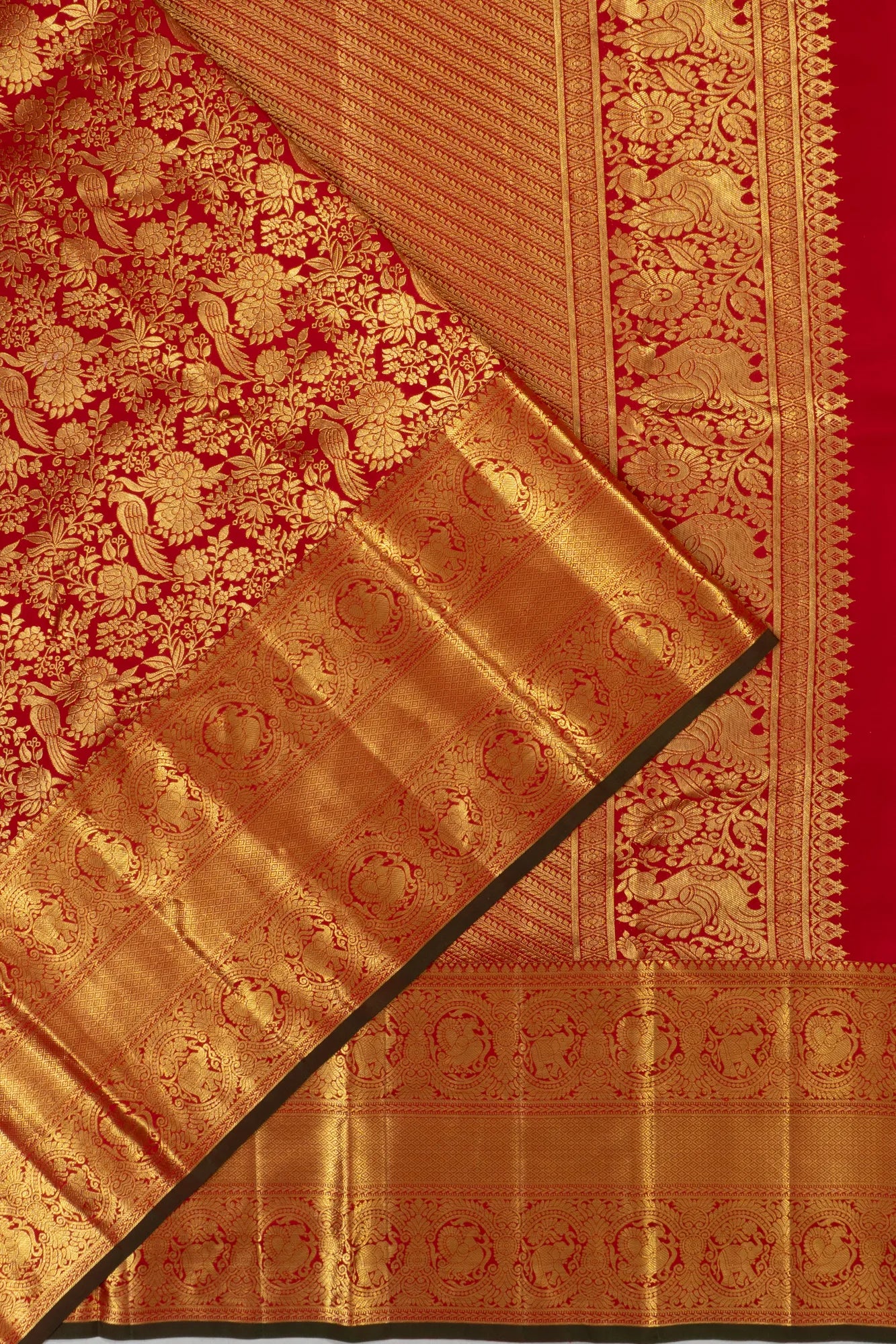 Taranga Kanchi Silk Brocade Red Saree