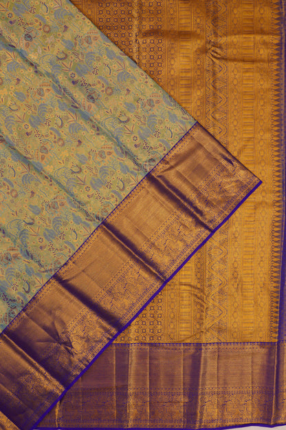 Taranga Kanchi Silk Tissue Brocade Green Saree