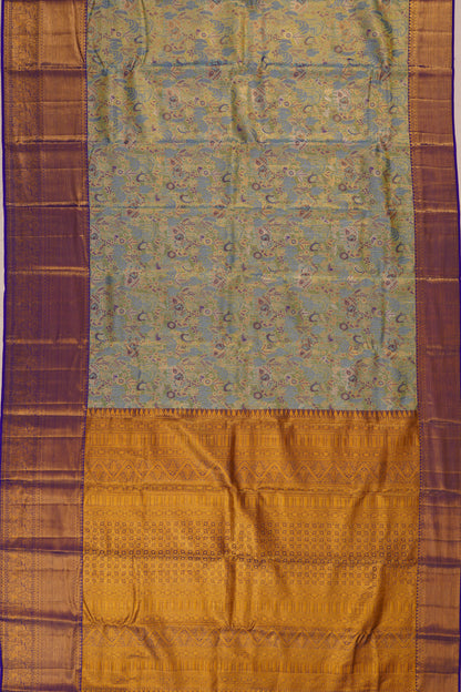 Taranga Kanchi Silk Tissue Brocade Green Saree