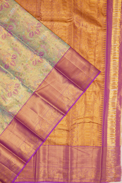 Taranga Kanchi Silk Tissue Brocade Green Saree
