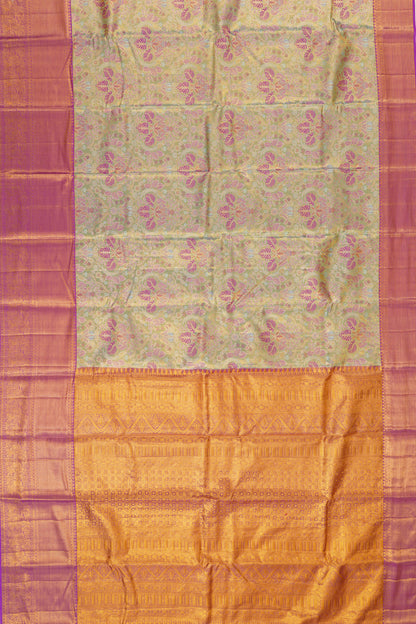 Taranga Kanchi Silk Tissue Brocade Green Saree