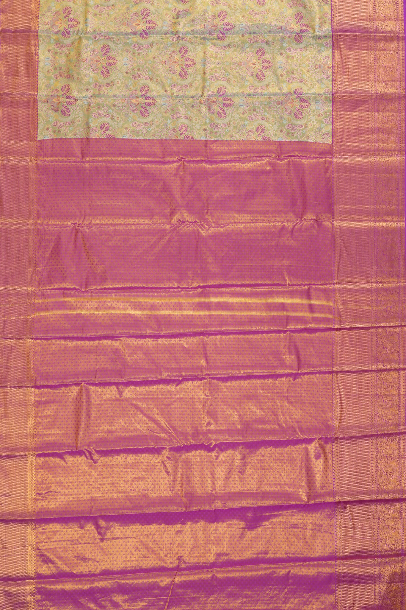 Taranga Kanchi Silk Tissue Brocade Green Saree