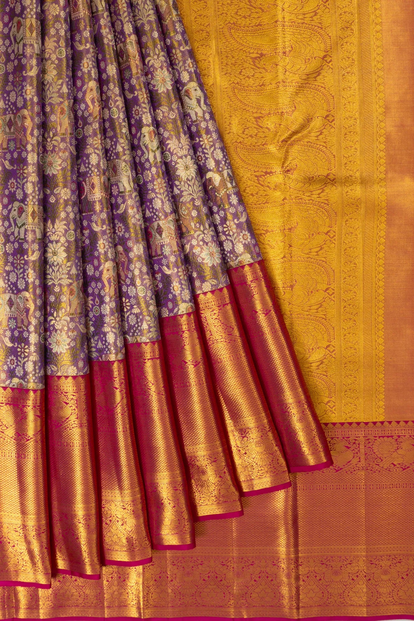 Taranga Kanchi Silk Tissue Brocade Lavender Saree