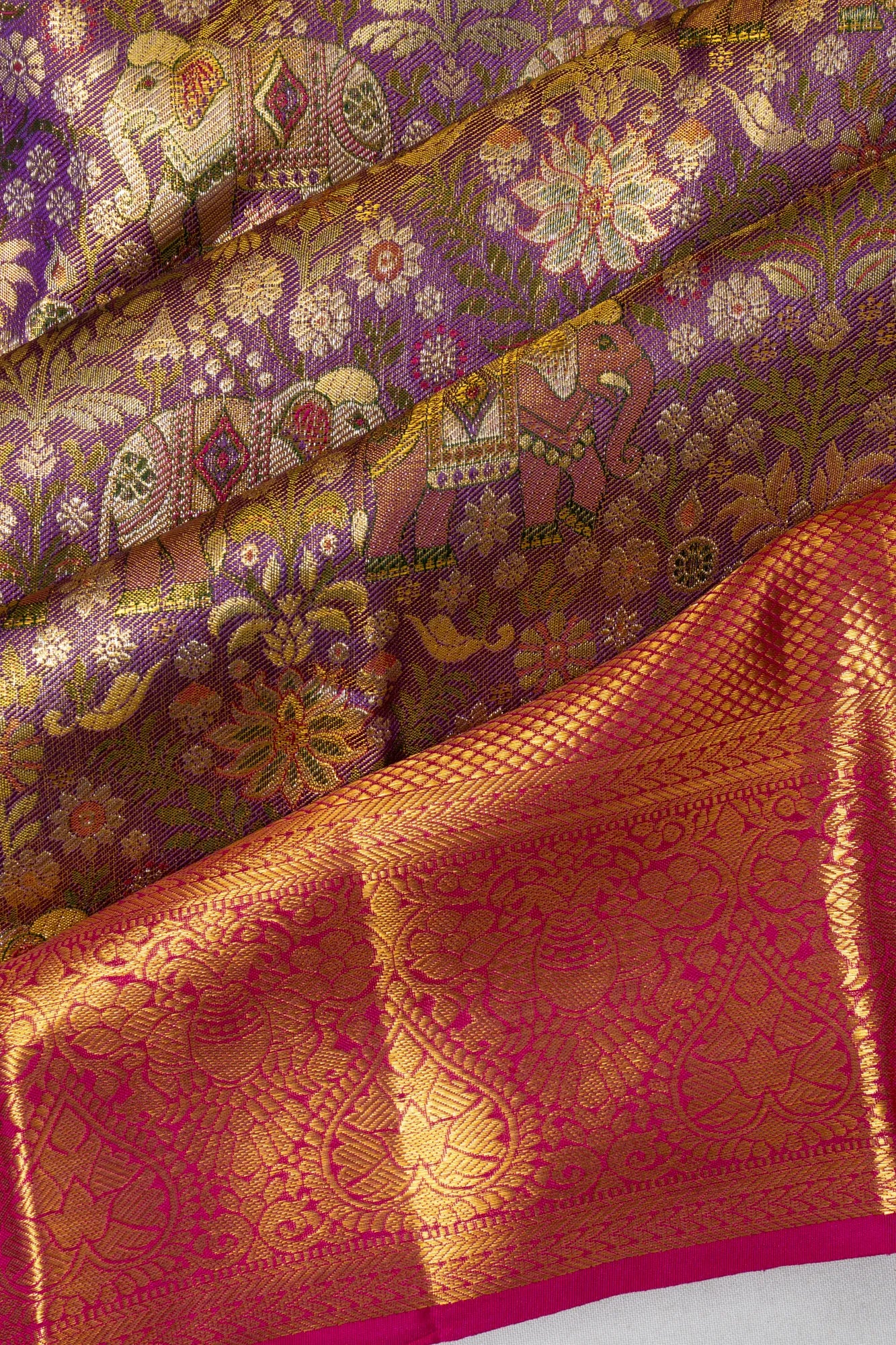 Taranga Kanchi Silk Tissue Brocade Lavender Saree