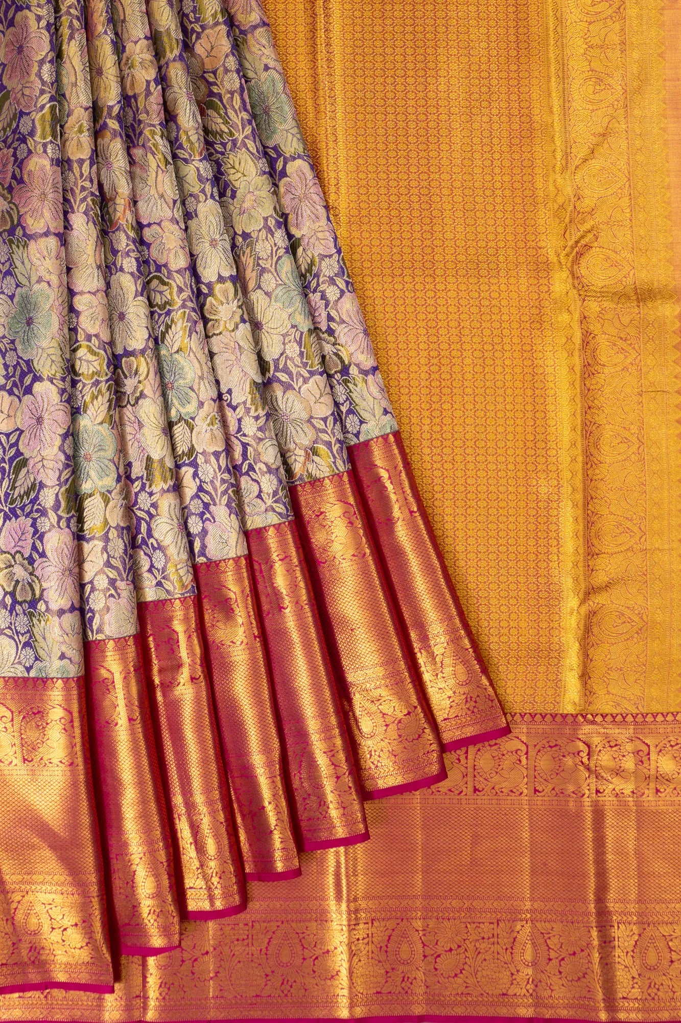 Taranga Kanchi Silk Tissue Brocade Violet Saree