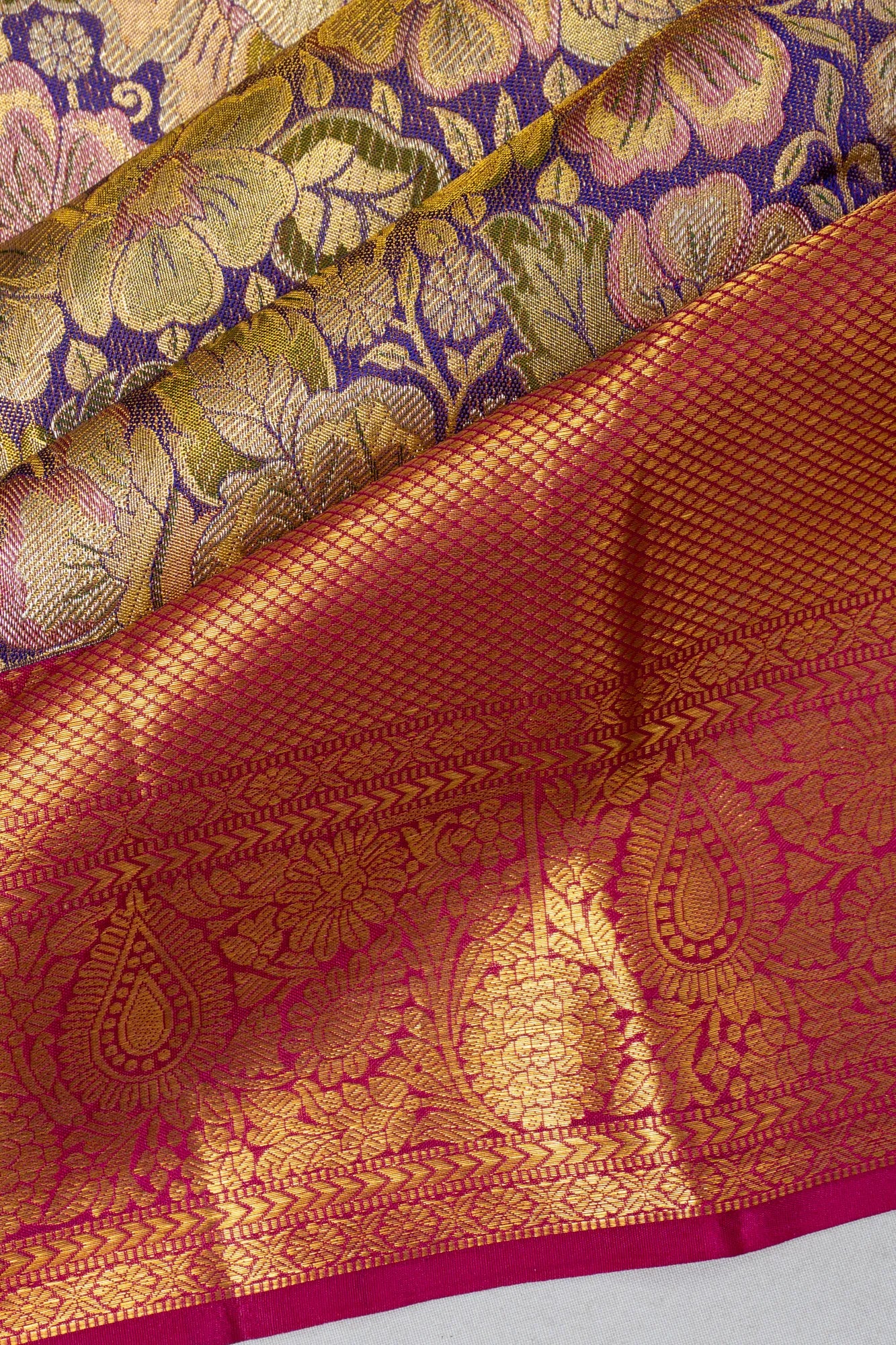 Taranga Kanchi Silk Tissue Brocade Violet Saree