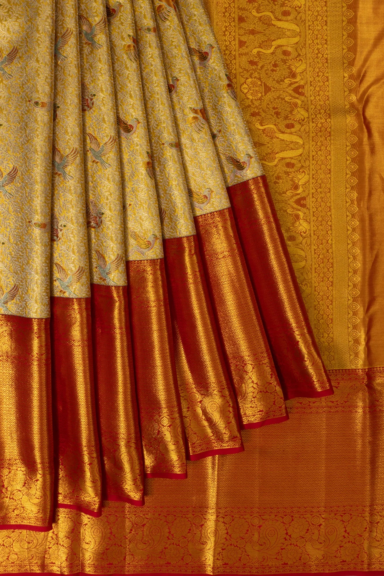 Taranga Kanchi Silk Tissue Brocade Yellow Saree