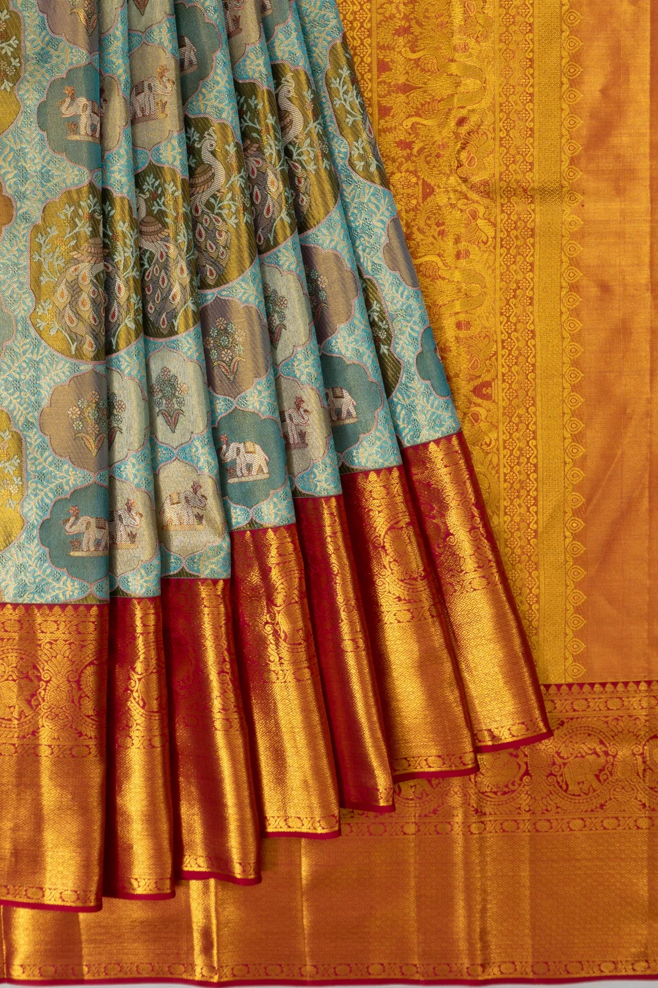 Taranga Kanchi Silk Tissue Brocade Sky Blue Saree