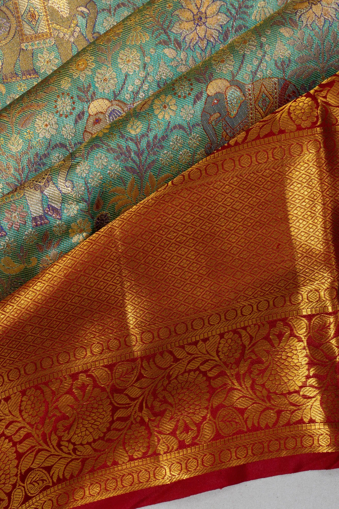 Taranga Kanchi Silk Tissue Brocade Sky Blue Saree
