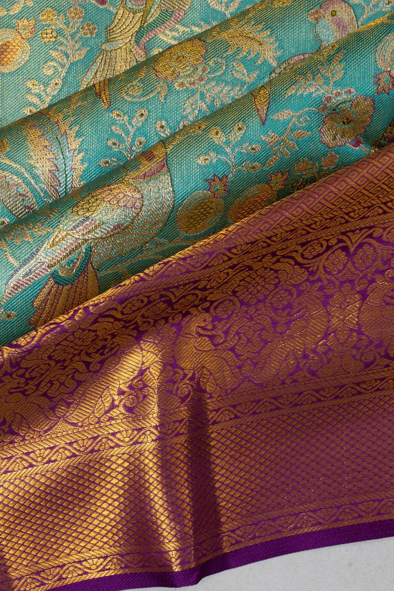 Taranga Kanchi Silk Tissue Brocade Sky Blue Saree