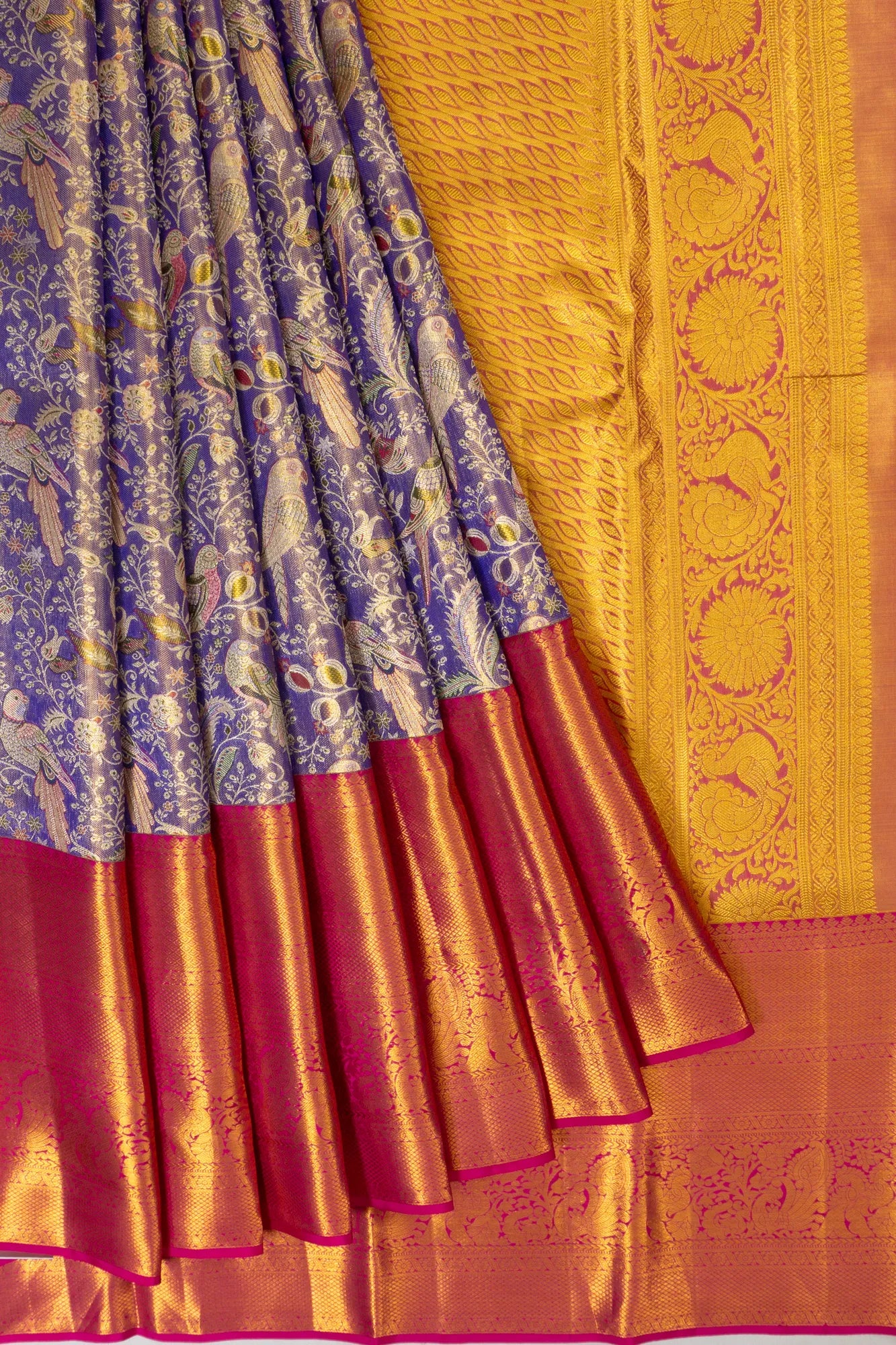 Taranga Kanchi Silk Tissue Brocade Violet Saree