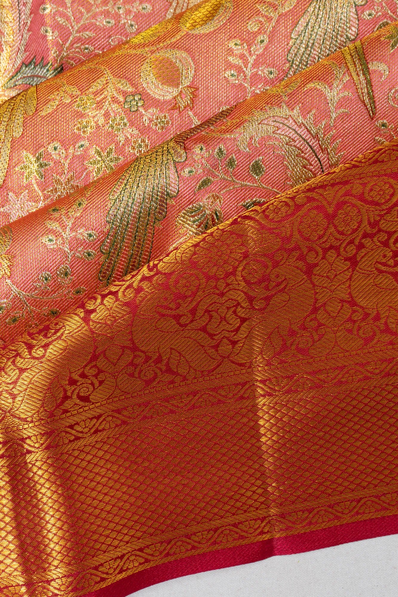 Taranga Kanchi Silk Tissue Brocade Pink Saree