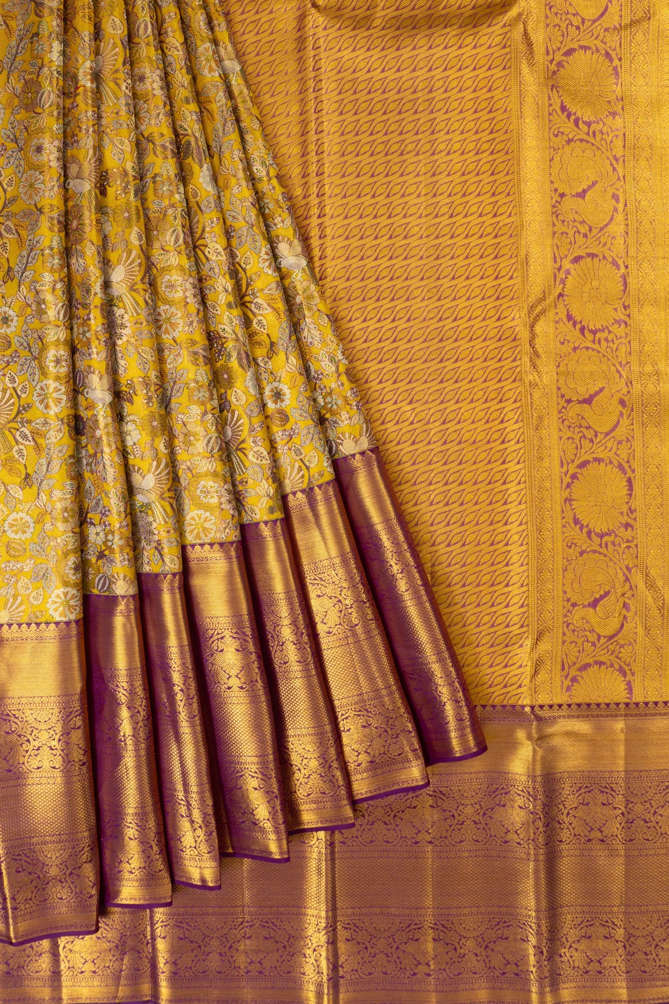 Taranga Kanchi Silk Tissue Brocade Gold Saree