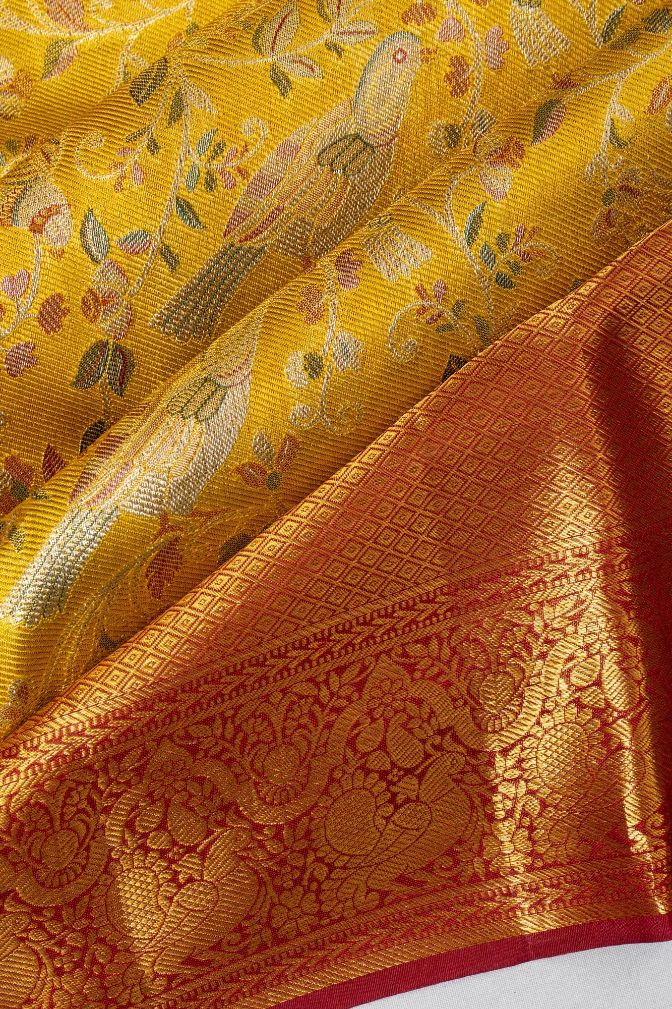 Taranga Kanchi Silk Tissue Brocade Gold Saree