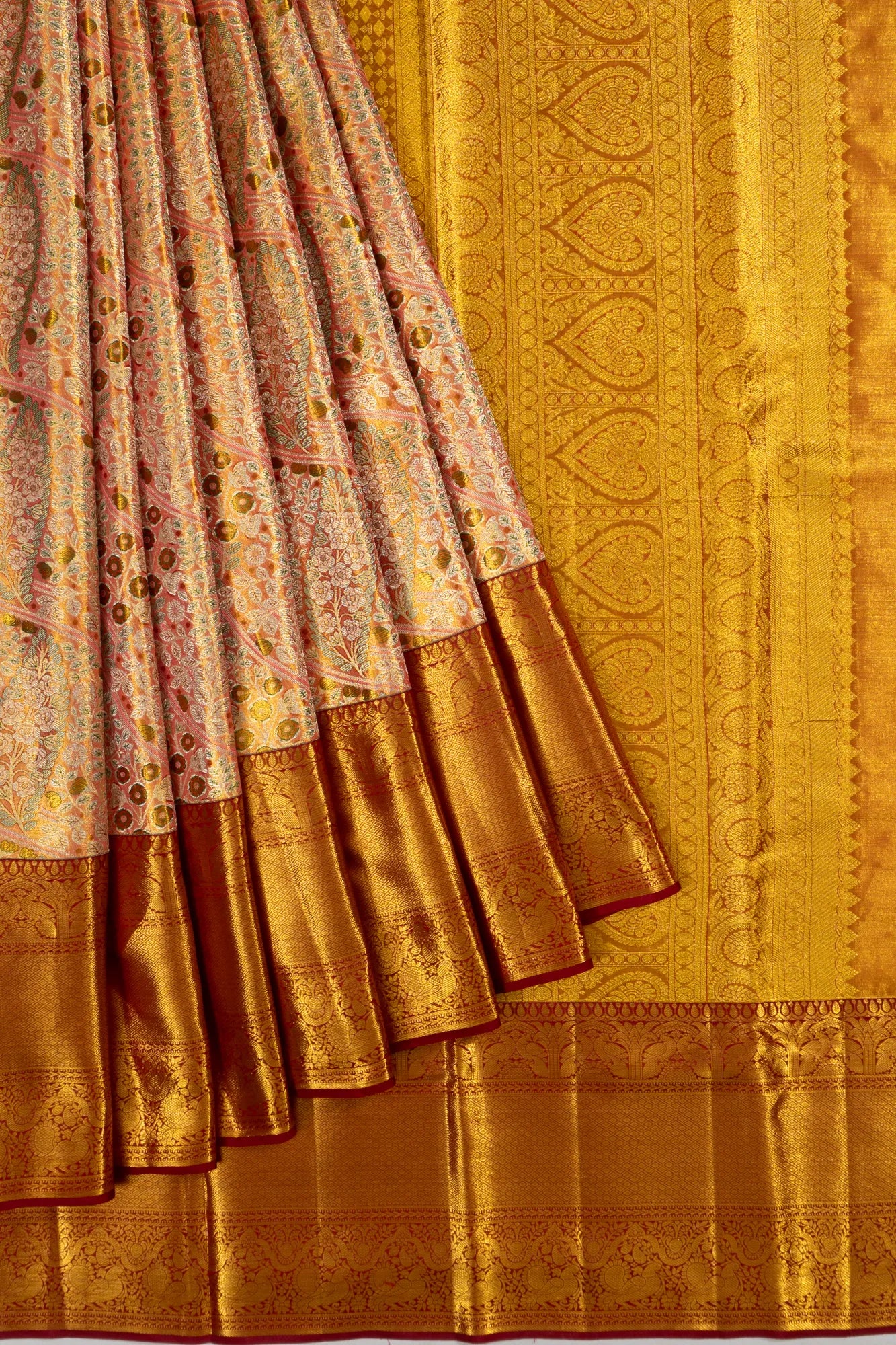 Taranga Kanchi Silk Tissue Brocade Baby Pink Saree