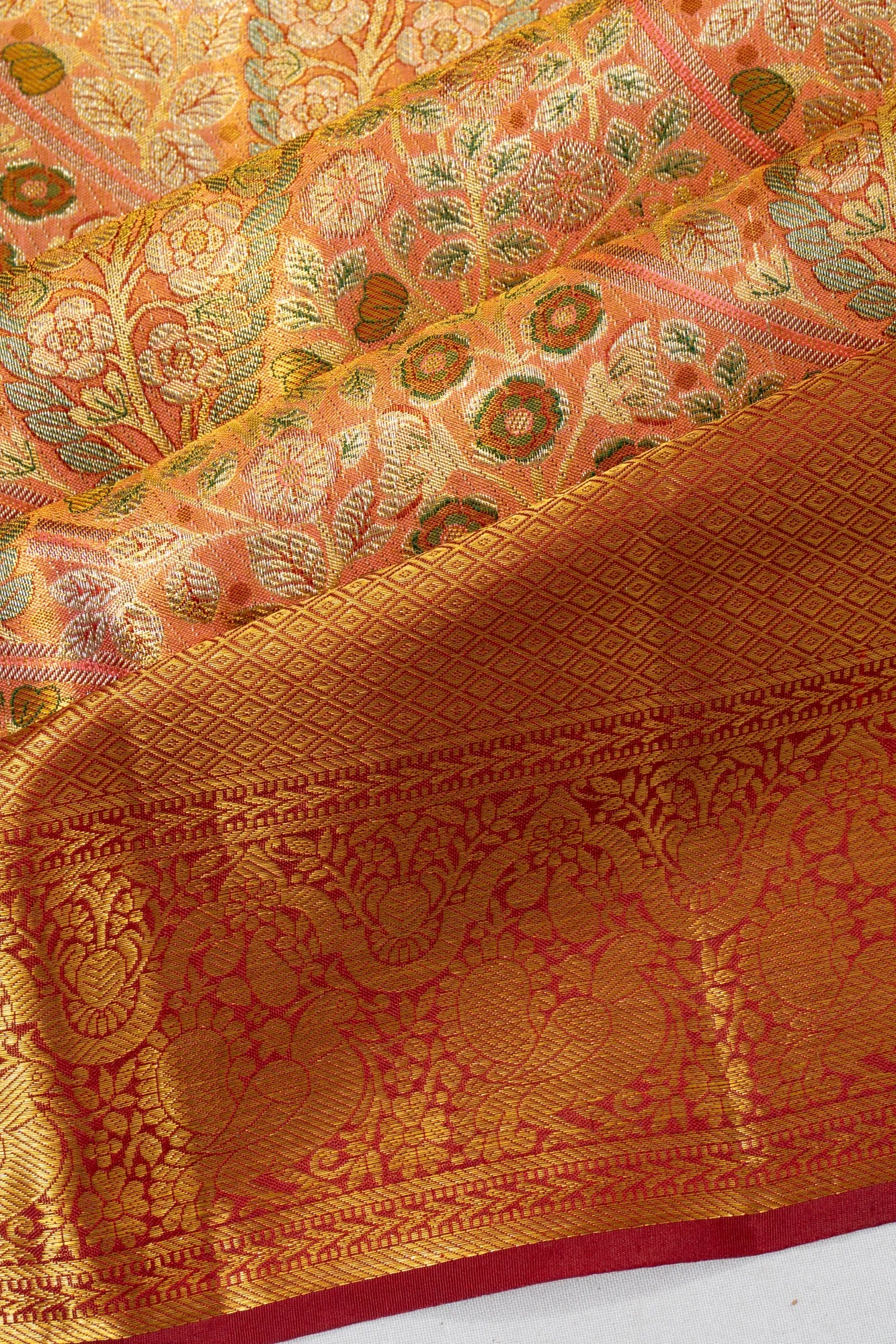 Taranga Kanchi Silk Tissue Brocade Baby Pink Saree