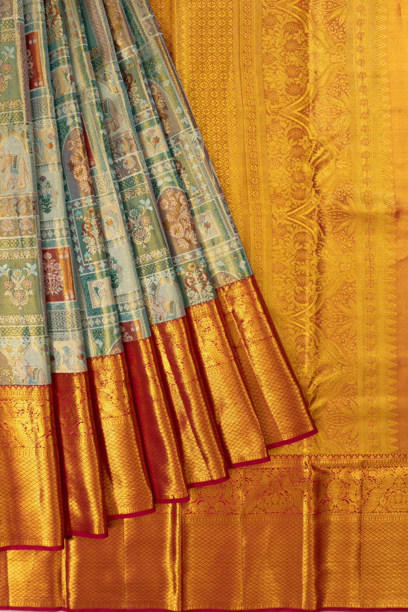Taranga Kanchi Silk Tissue Brocade Sky Blue Saree