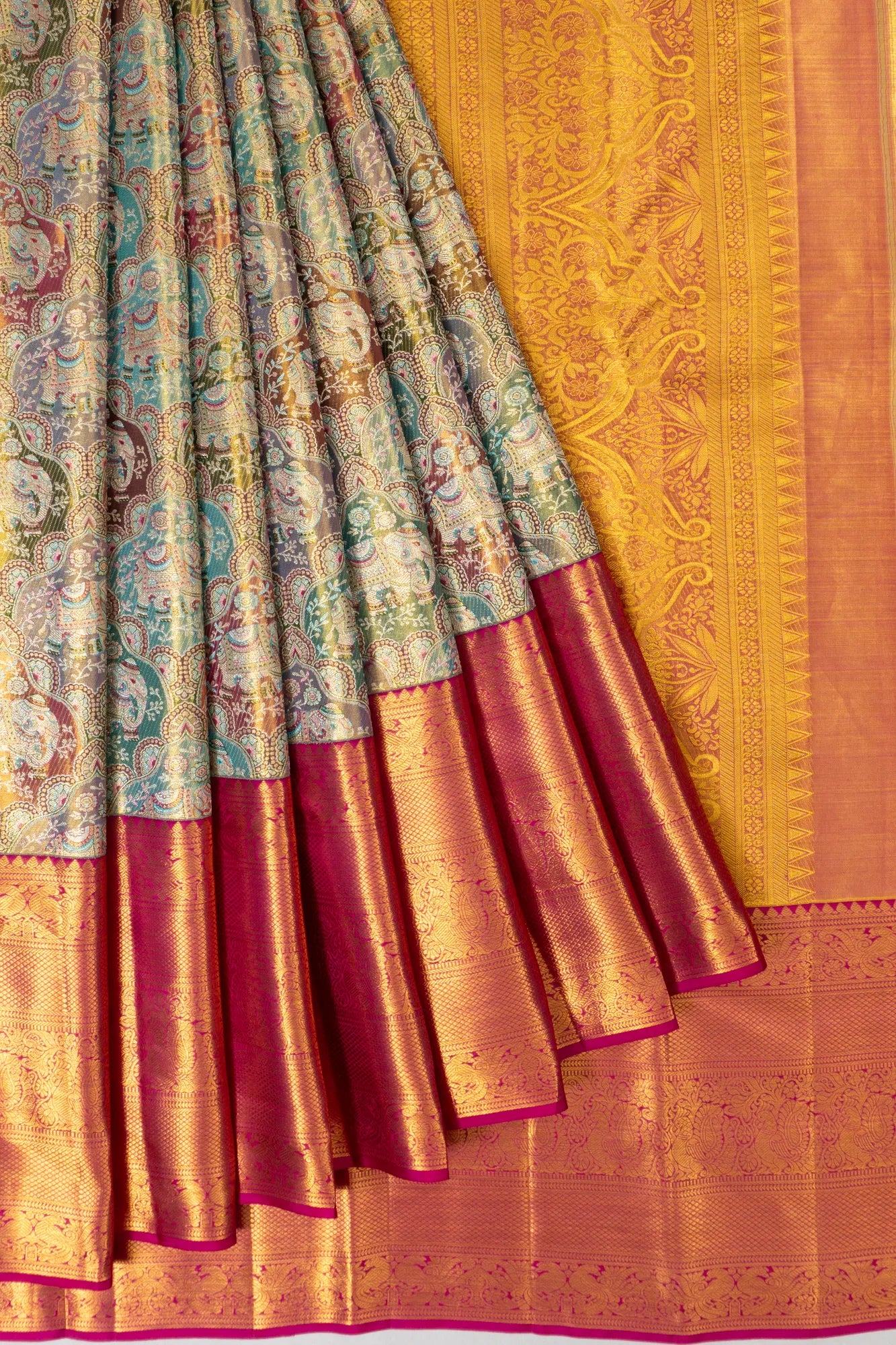 Taranga Kanchi Silk Tissue Brocade Multicolour Saree