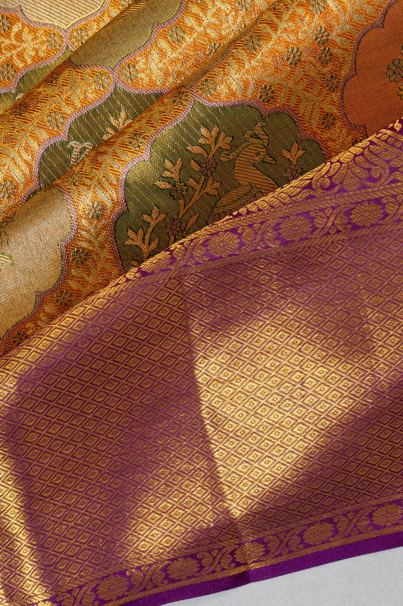 Taranga Kanchi Silk Tissue Brocade Gold Saree