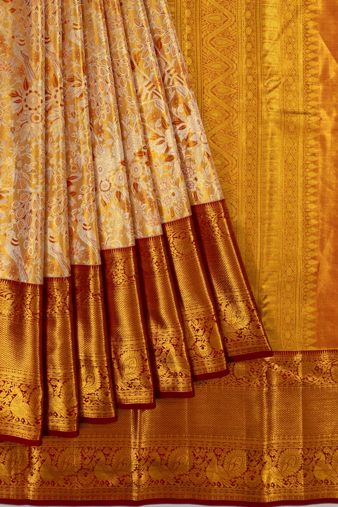 Taranga Kanchi Silk Tissue Brocade Gold Saree