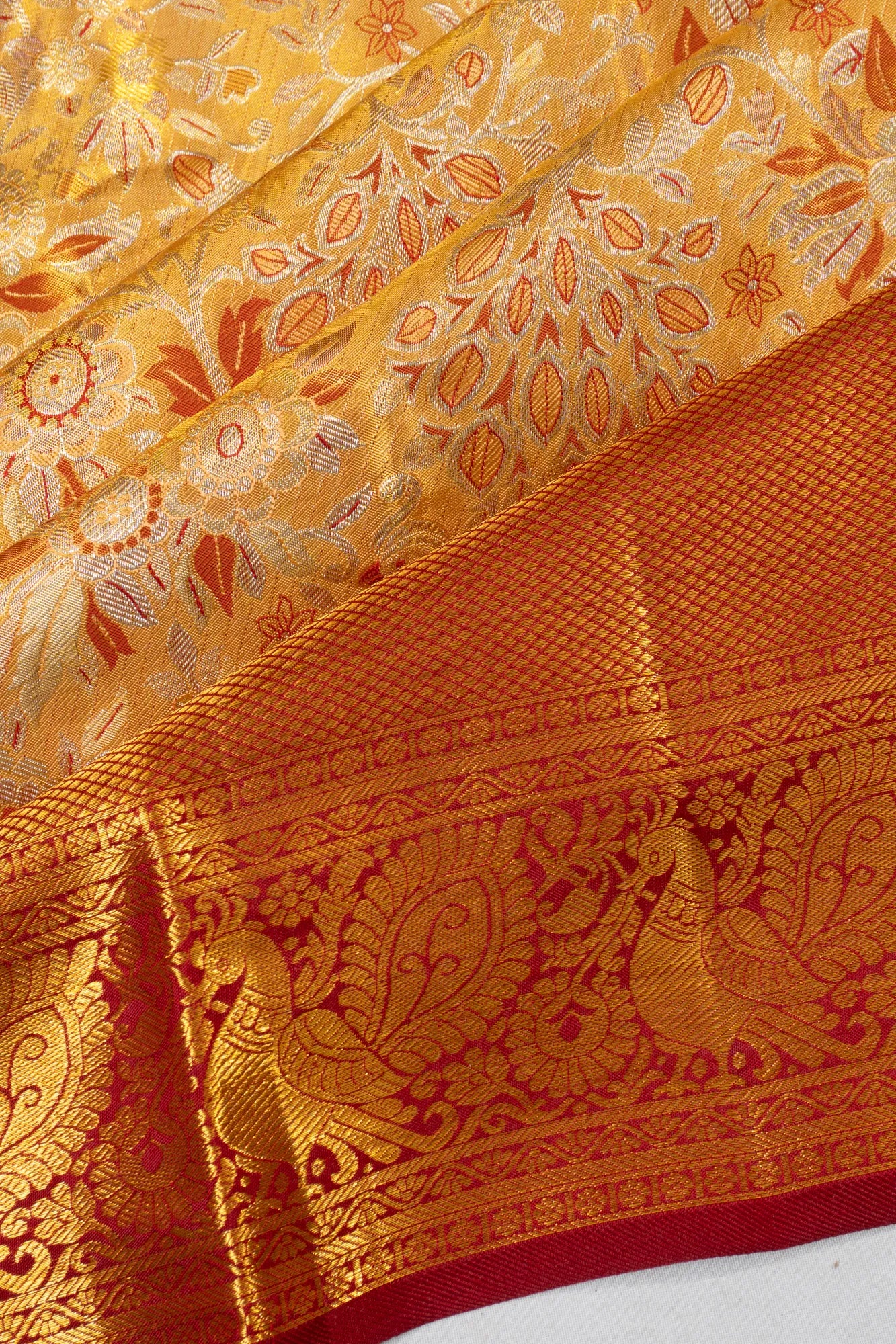 Taranga Kanchi Silk Tissue Brocade Gold Saree