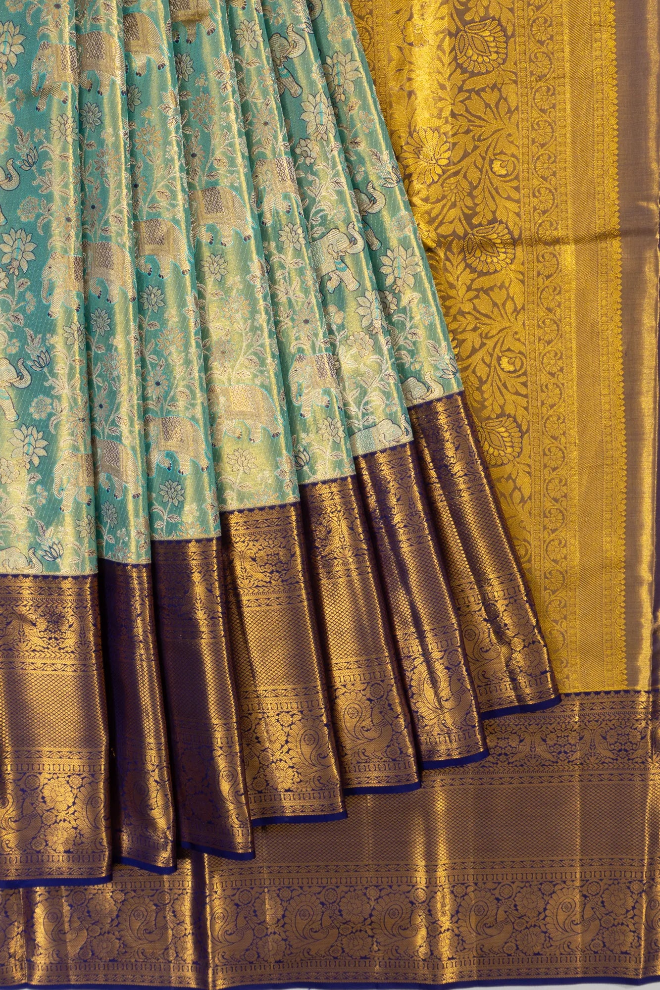 Taranga Kanchi Silk Tissue Brocade Sky Blue Saree