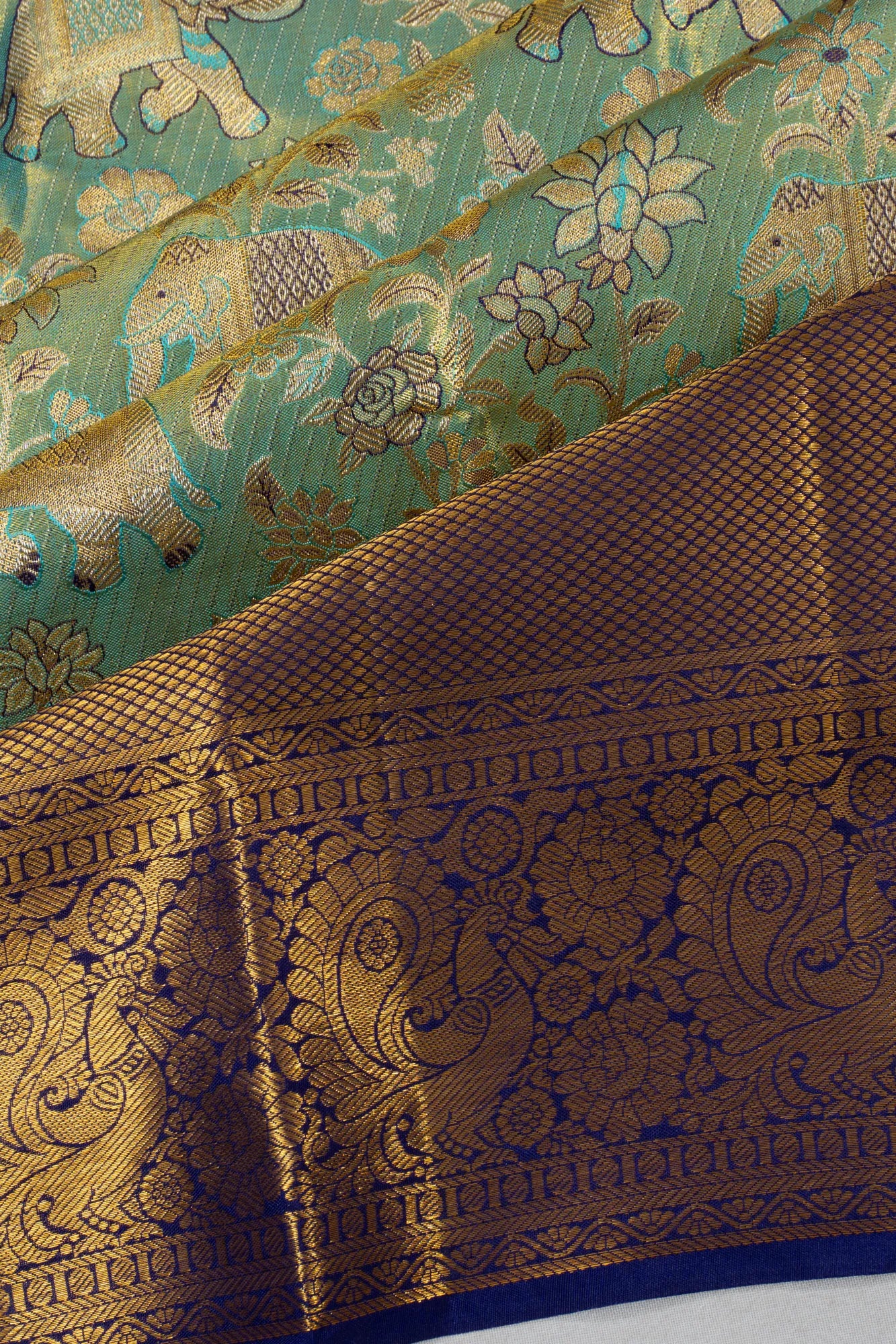 Taranga Kanchi Silk Tissue Brocade Sky Blue Saree