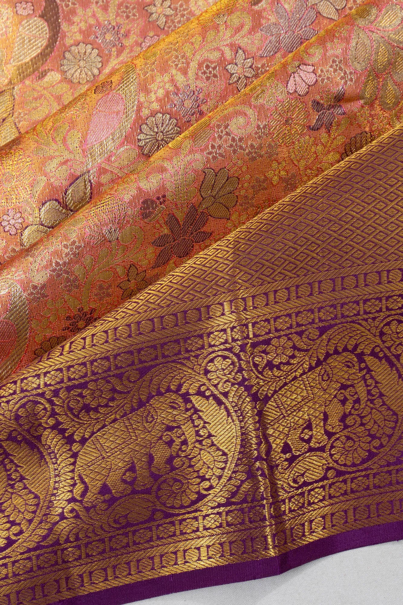 Taranga Kanchi Silk Tissue Brocade Baby Pink Saree