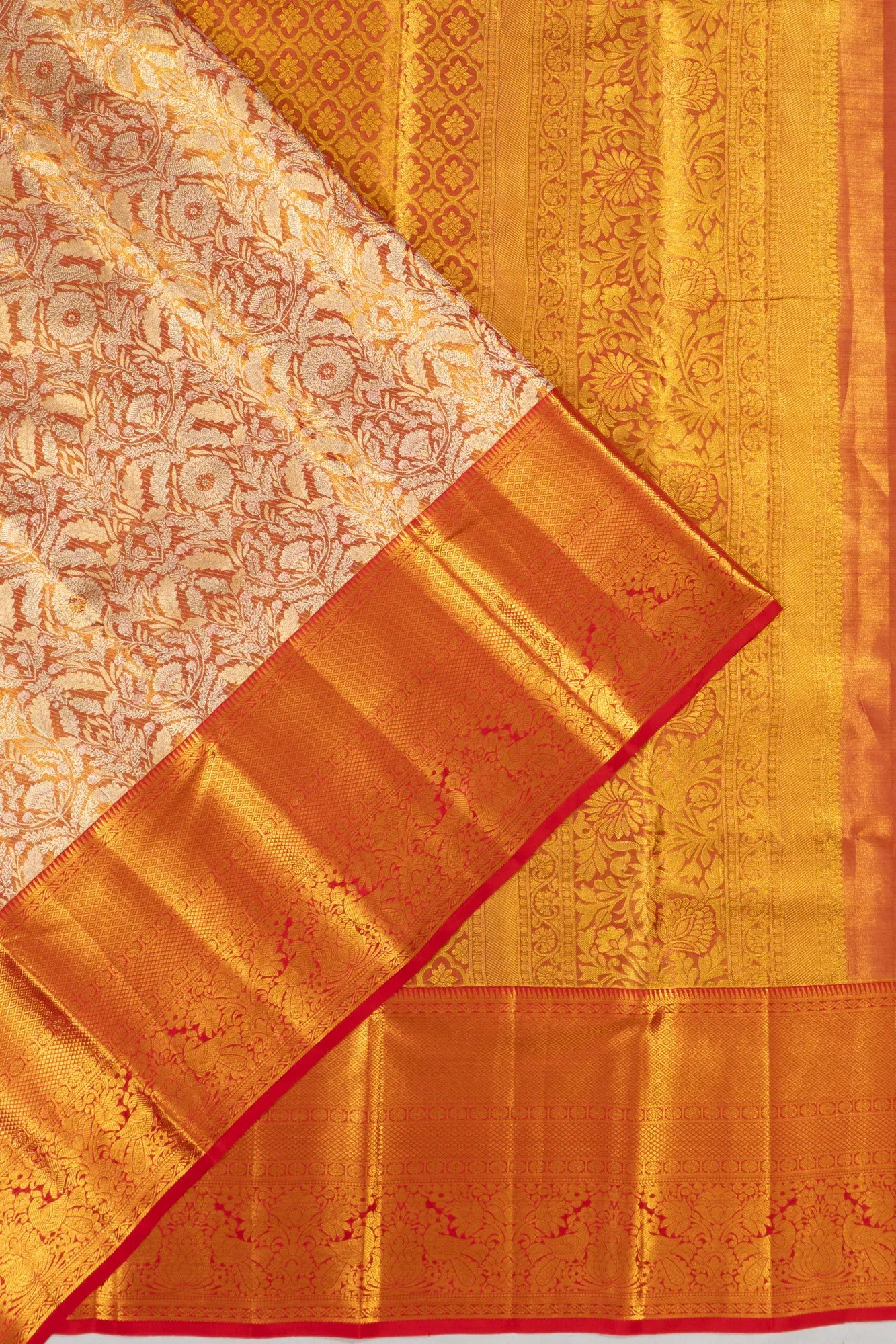 Taranga Kanchi Silk Tissue Brocade Red Saree