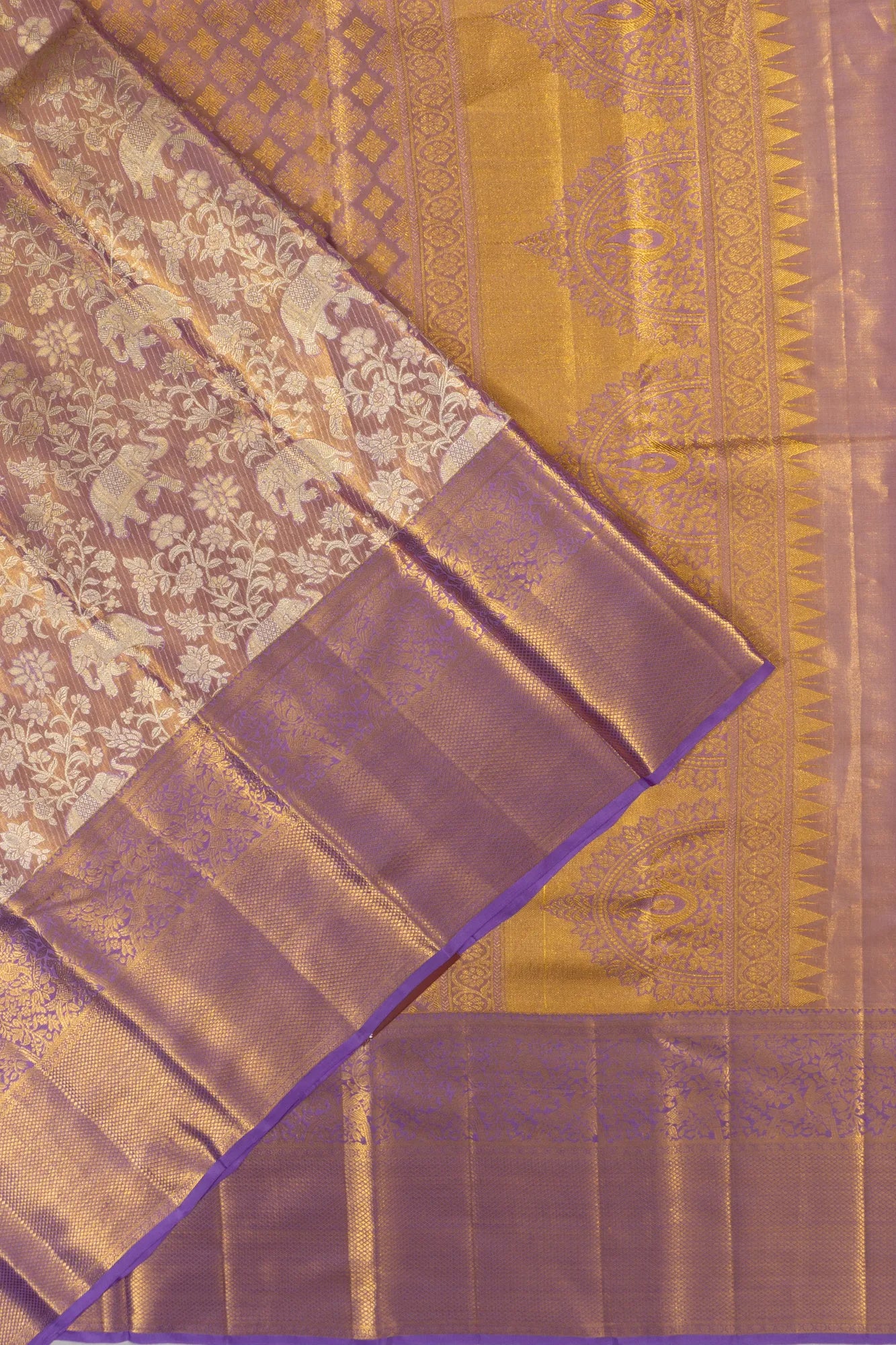 Taranga Kanchi Silk Tissue Brocade Lavender Saree