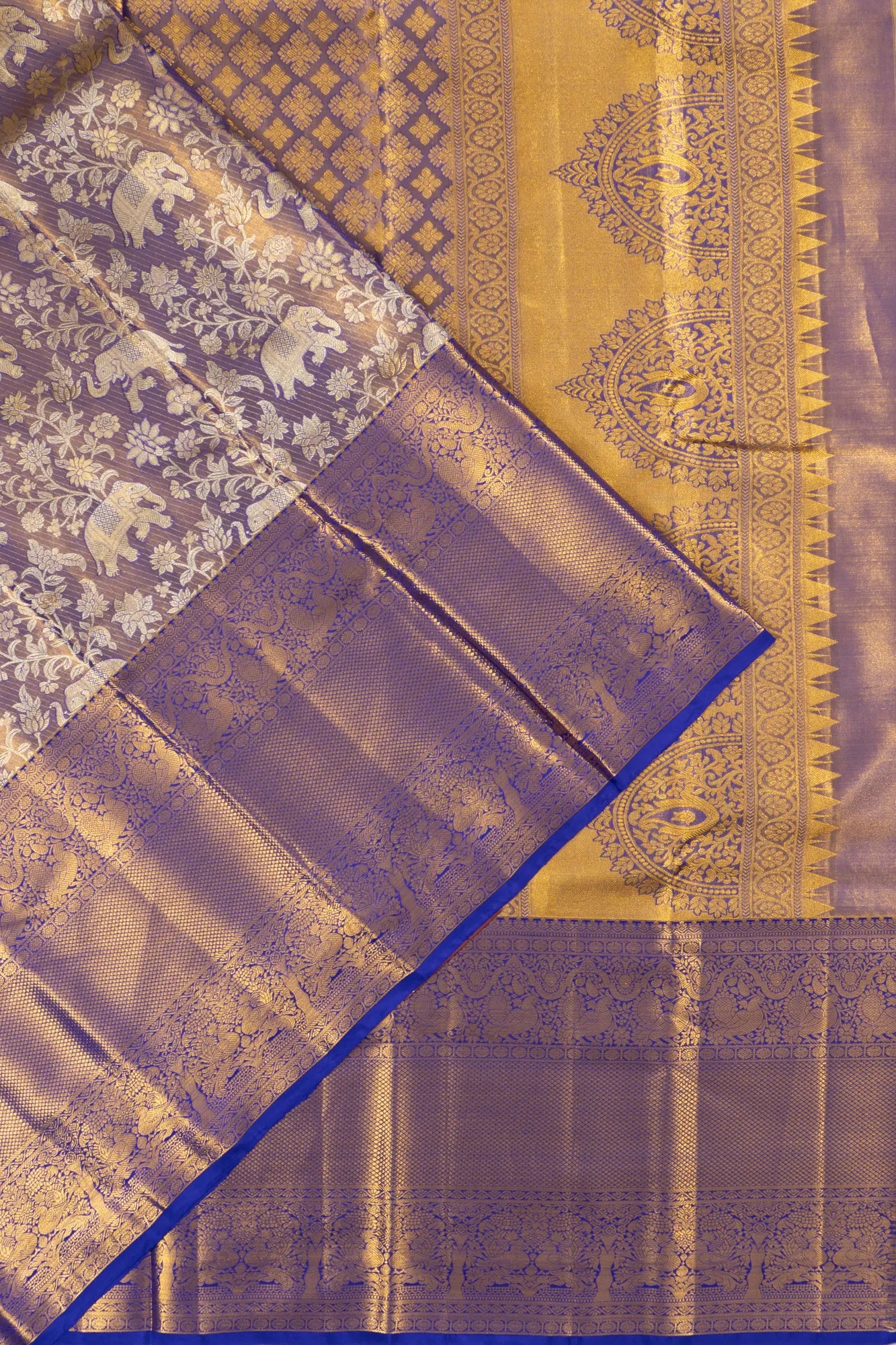 Taranga Kanchi Silk Tissue Brocade Blue Saree