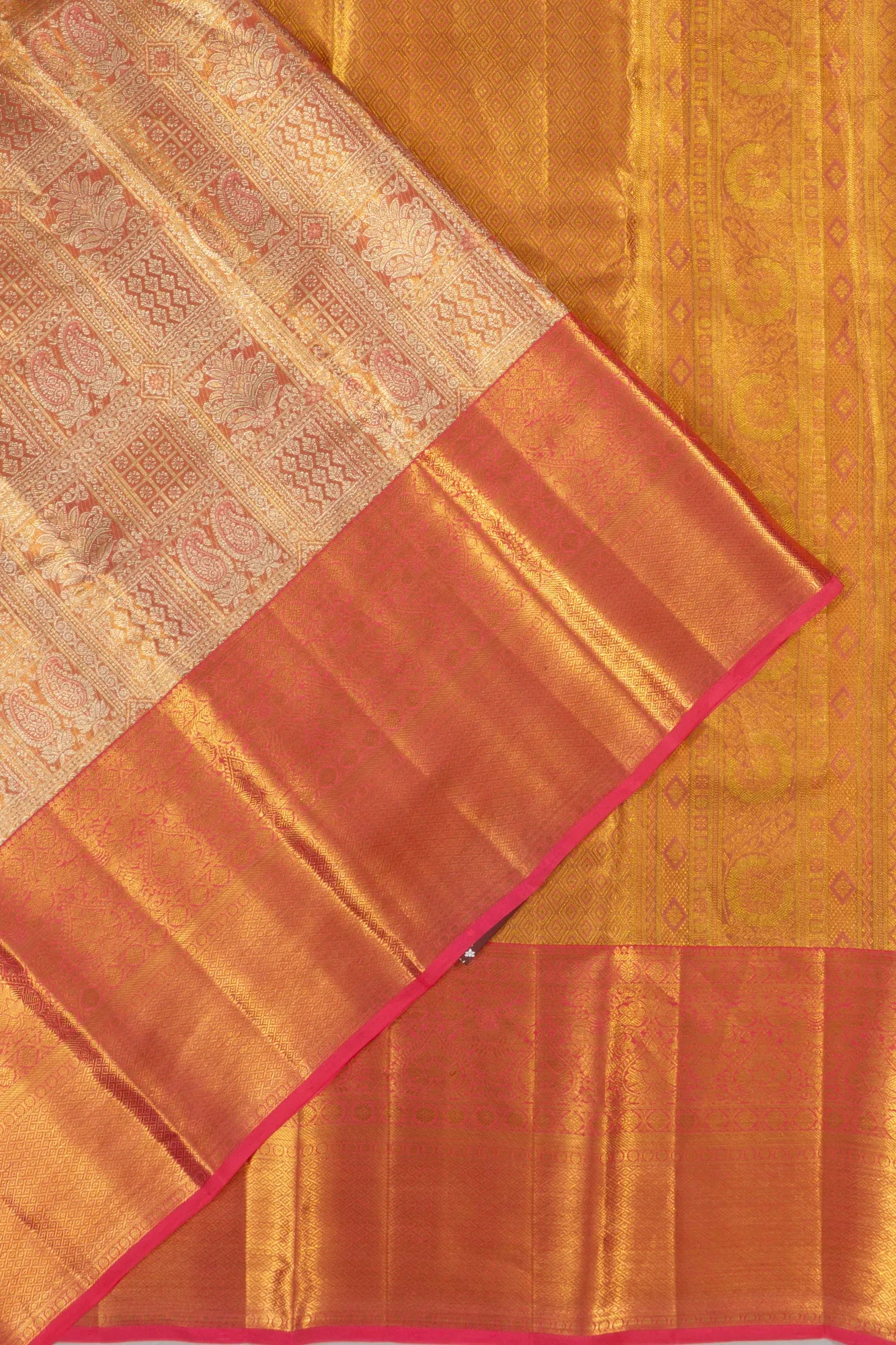 Taranga Kanchi Silk Tissue Brocade Red Saree