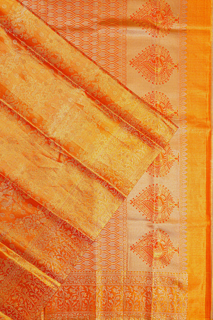 Taranga Kanchi Silk Tissue Brocade Orange Saree