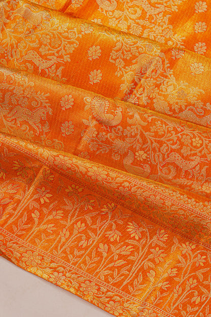 Taranga Kanchi Silk Tissue Brocade Orange Saree