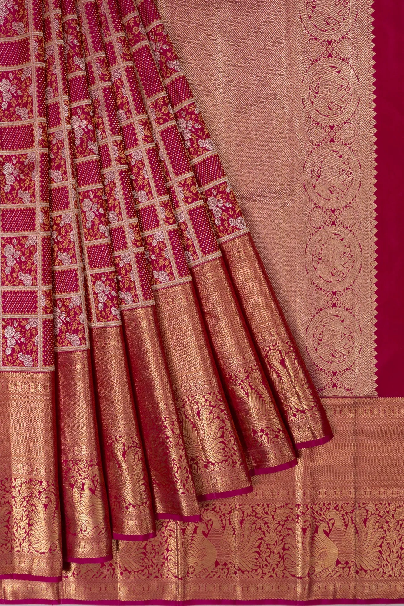Kanchipuram Silk Brocade Pink Saree