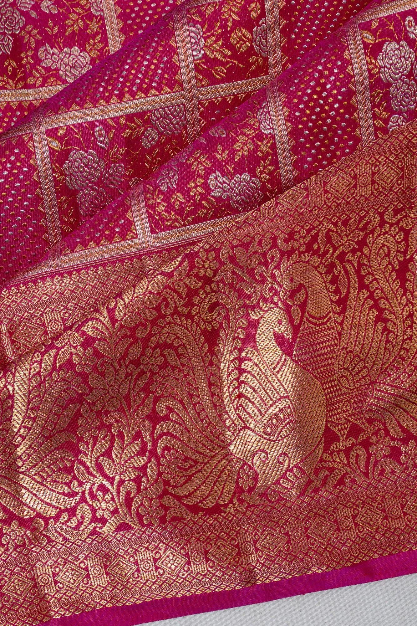 Kanchipuram Silk Brocade Pink Saree