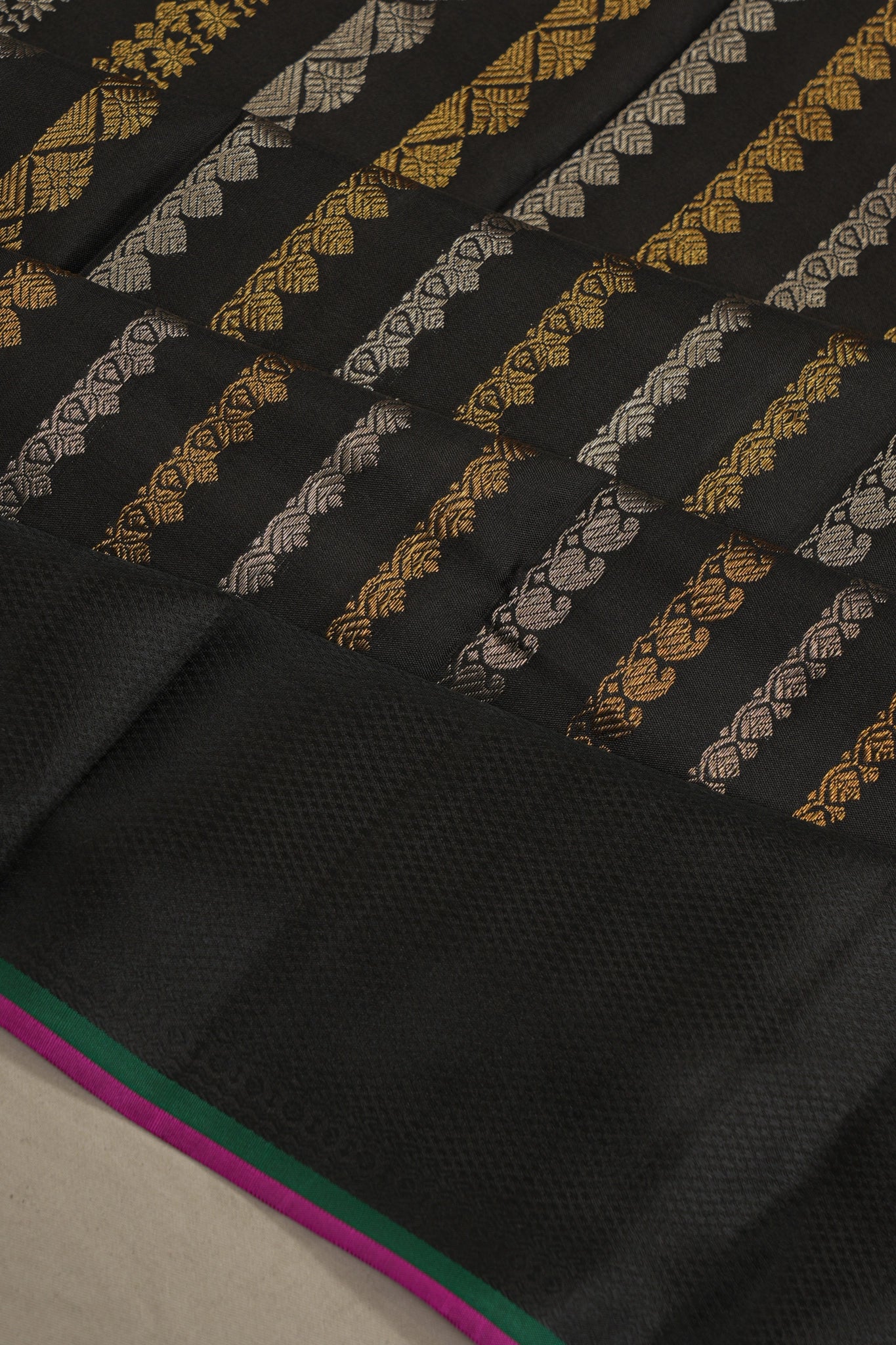 Kanchipuram Silk Brocade Black Saree