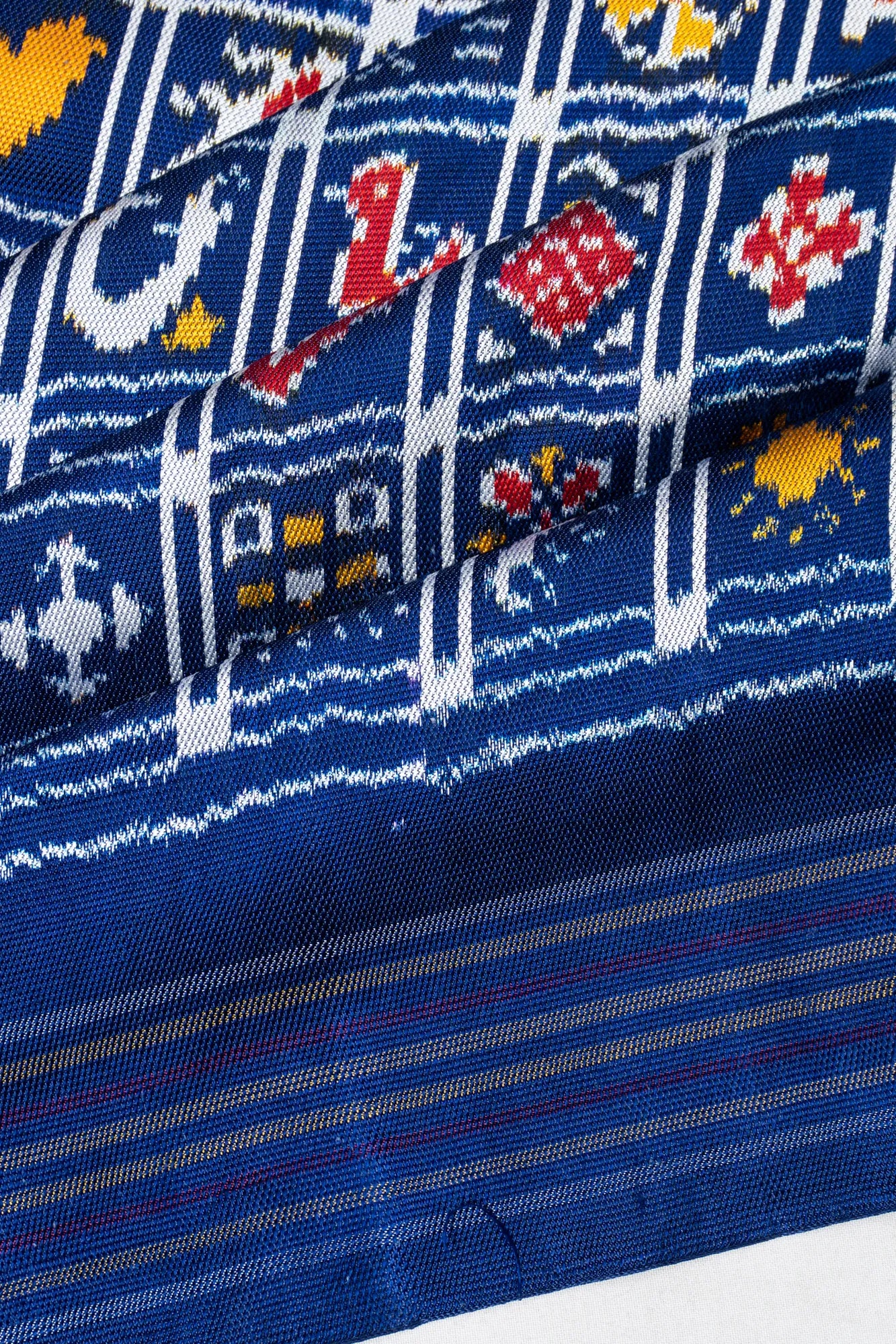 Pochampally Silk Ikat Twill Checks And Butta Blue Saree With 384 Unique Motifs