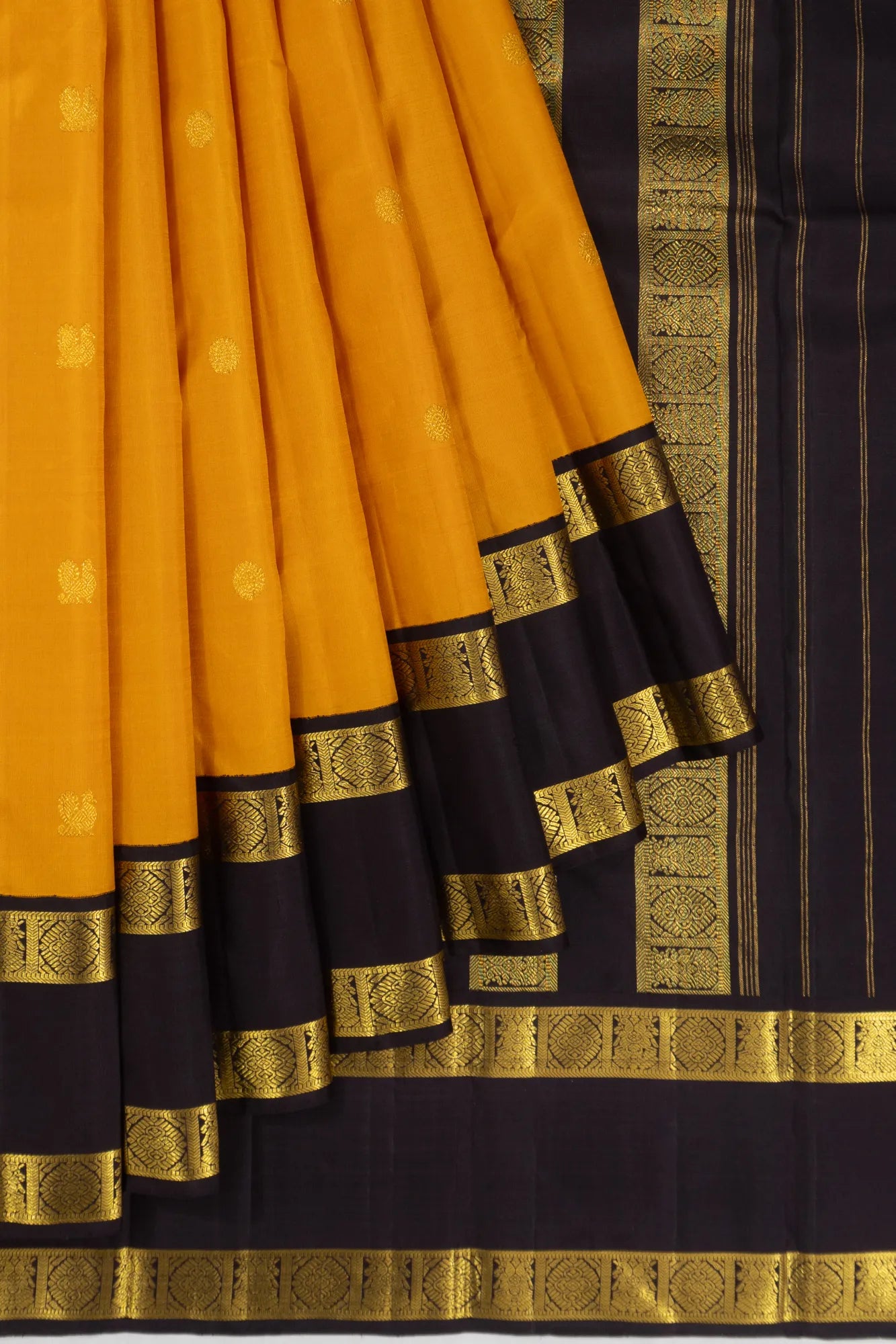 Kanchipuram Silk Butta Yellow Saree