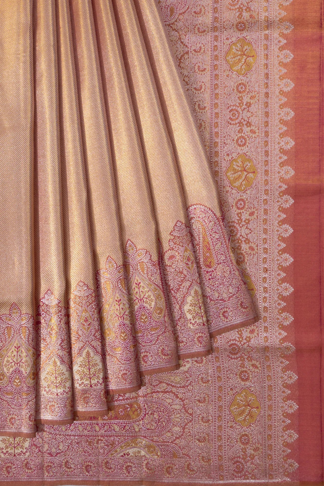 Kanchipuram Silk Tissue Brocade Gold Saree