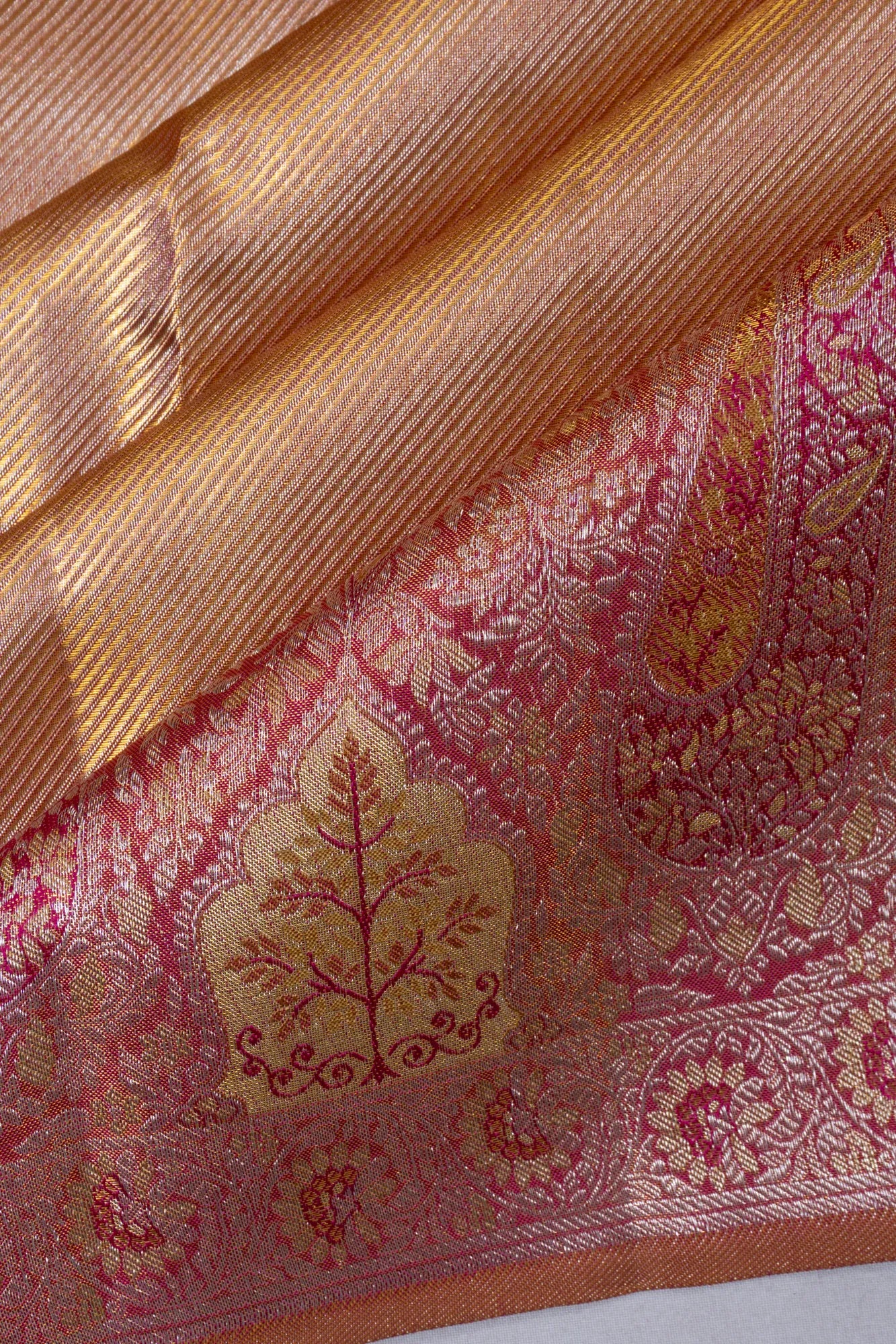 Kanchipuram Silk Tissue Brocade Gold Saree