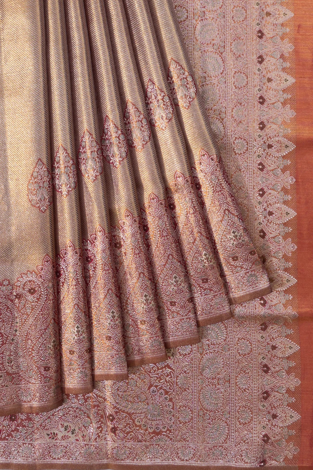 Kanchipuram Silk Tissue Brocade Gold Saree