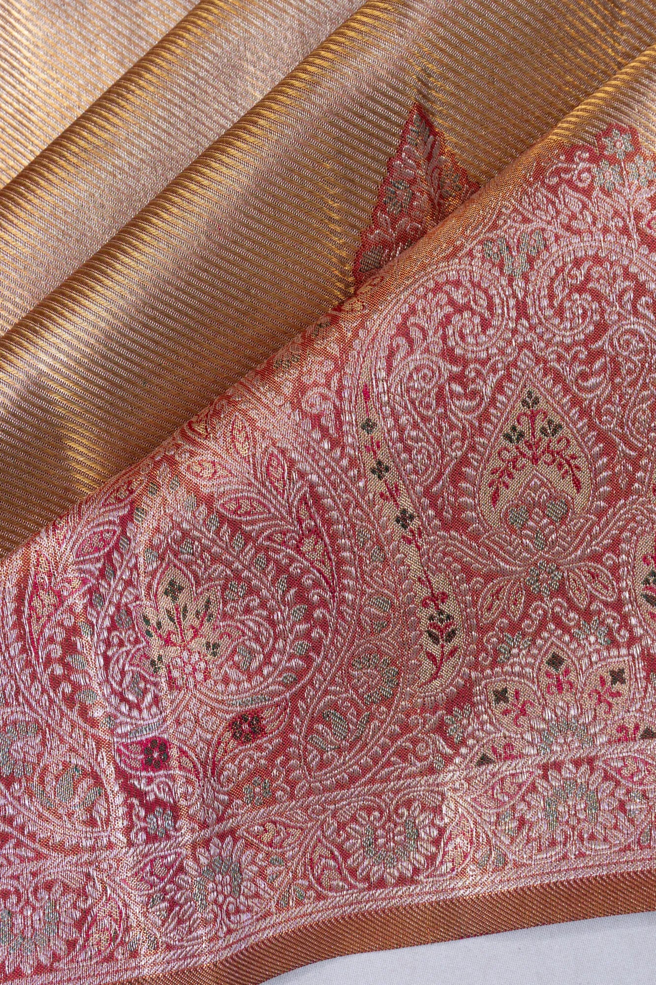 Kanchipuram Silk Tissue Brocade Gold Saree