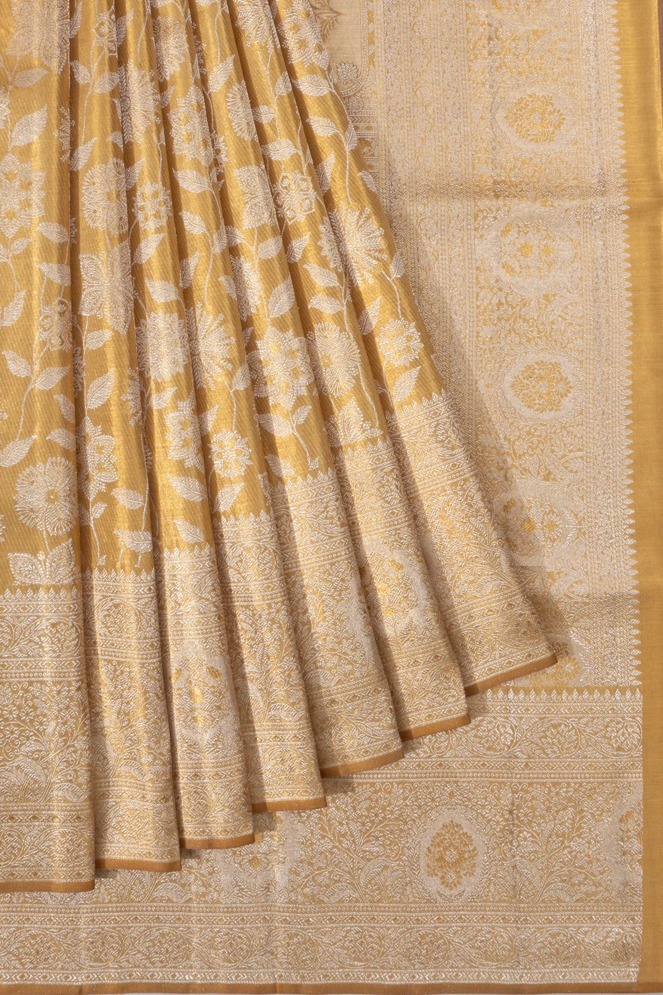 Kanchipuram Silk Tissue Brocade Gold Saree