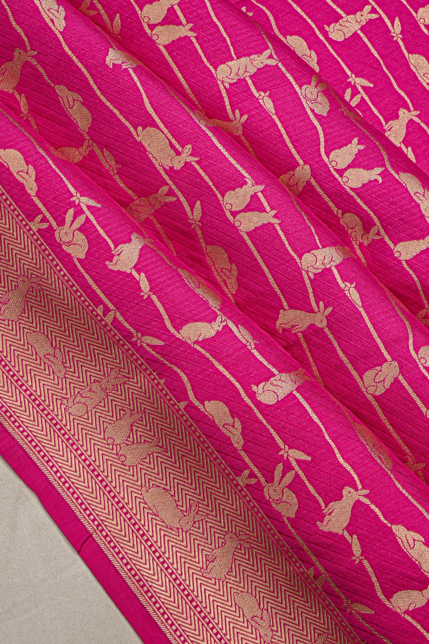 Banarasi Silk Rabbit Brocade Pink Saree